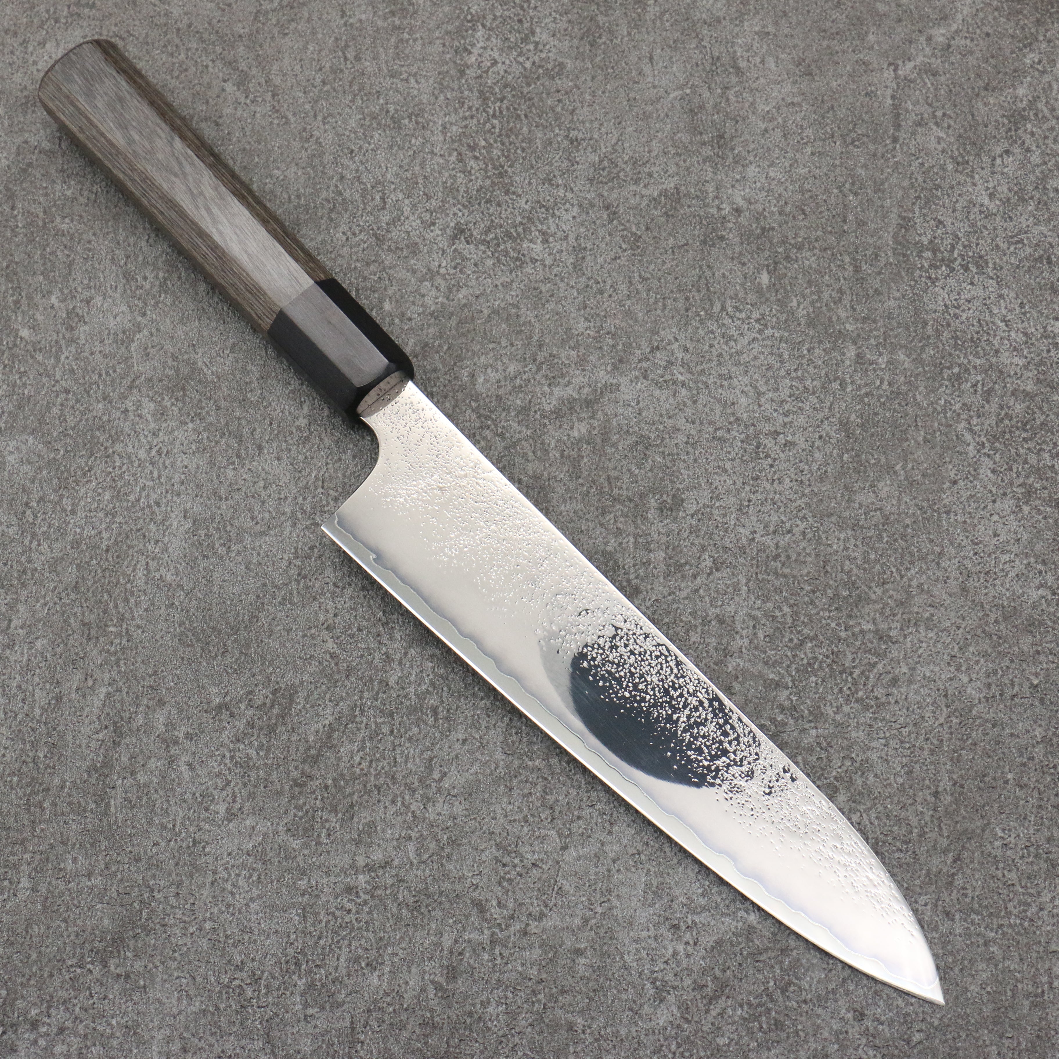 Seisuke VG5 Black Nashiji Mirrored Finish Gyuto 210mm Gray Pakka wood Handle - Japanny - Best Japanese Knife