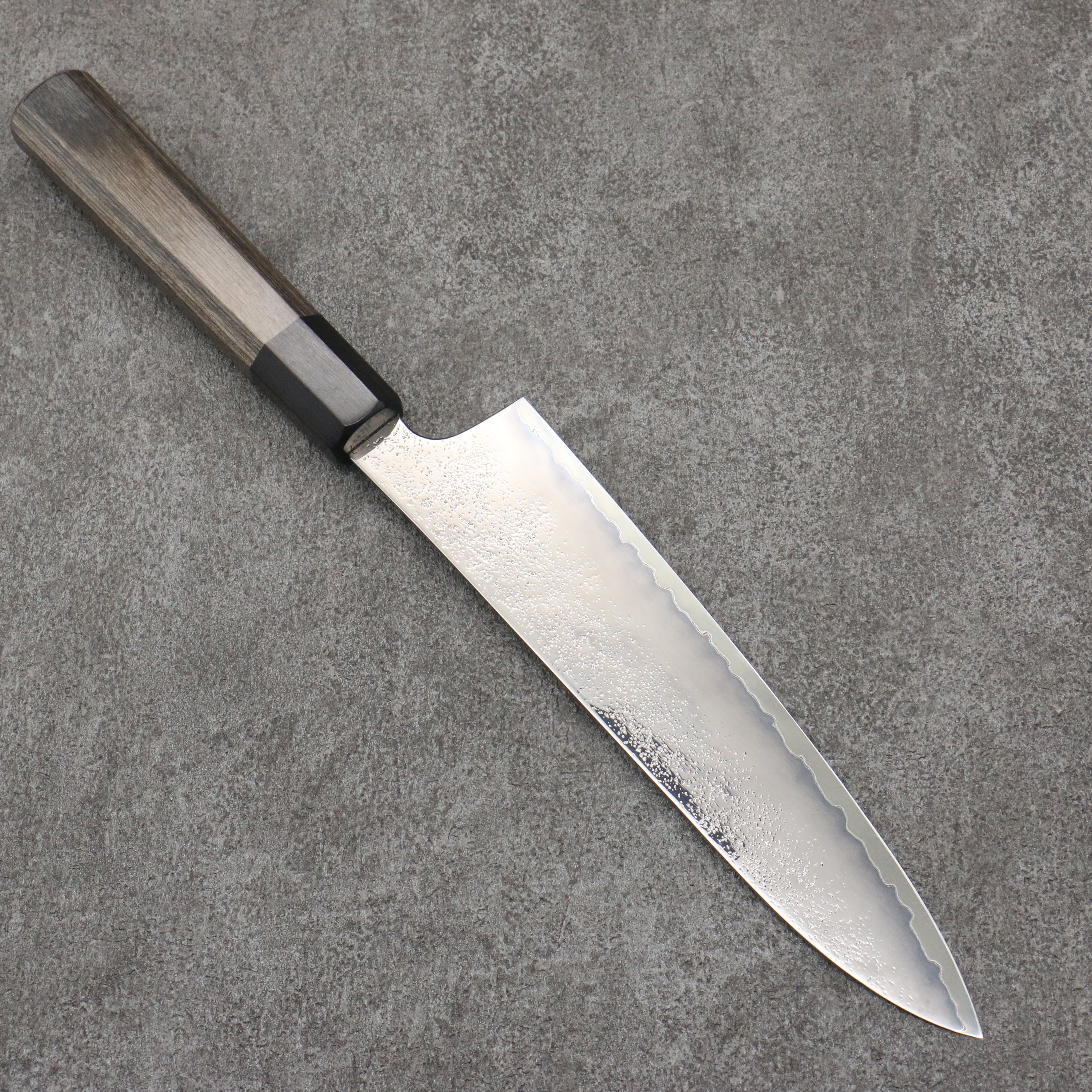Seisuke VG5 Black Nashiji Mirrored Finish Gyuto 210mm Gray Pakka wood Handle - Japanny - Best Japanese Knife