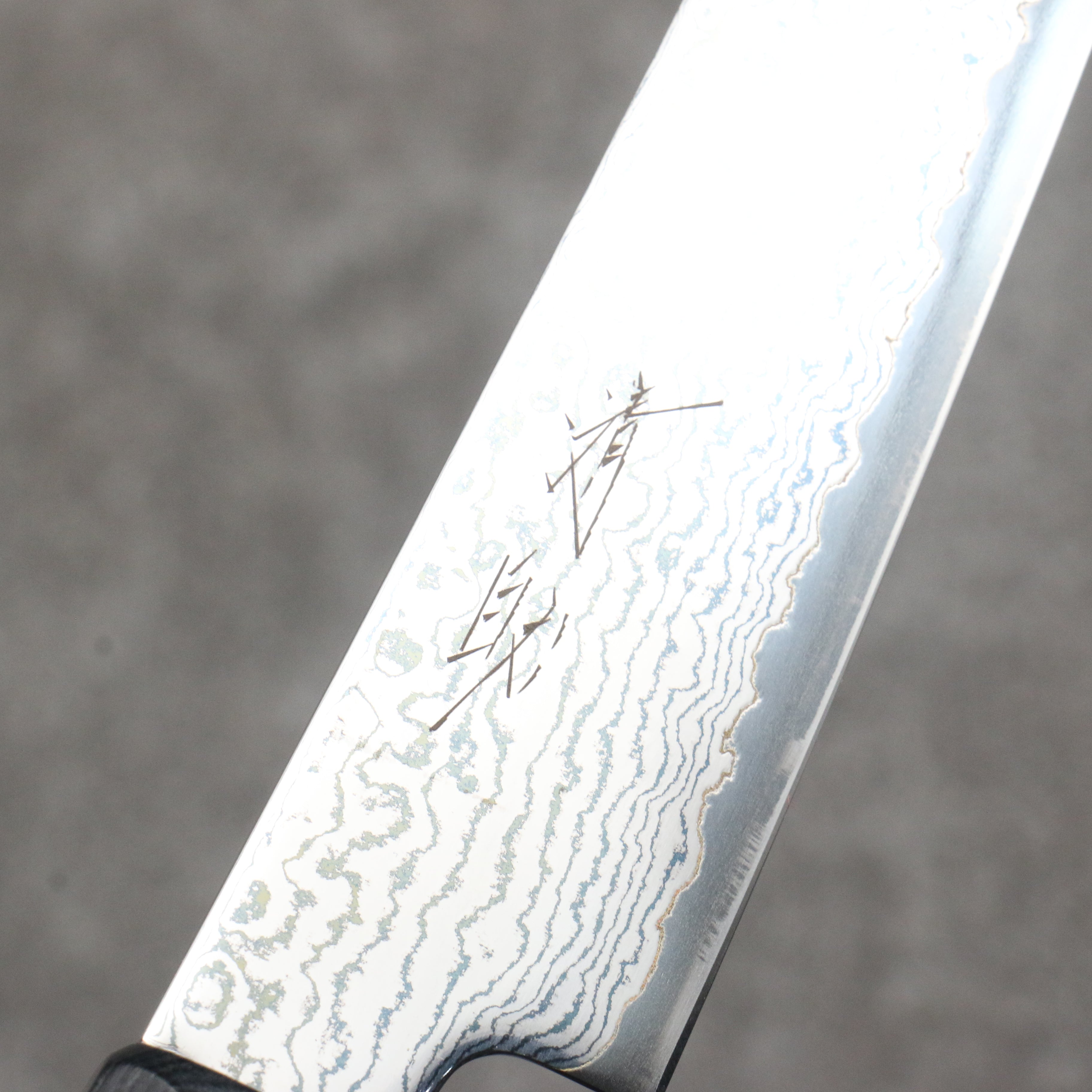 Seisuke VG10 Black Damascus Mirrored Finish Petty-Utility 150mm Gray Pakka wood Handle - Japanny - Best Japanese Knife