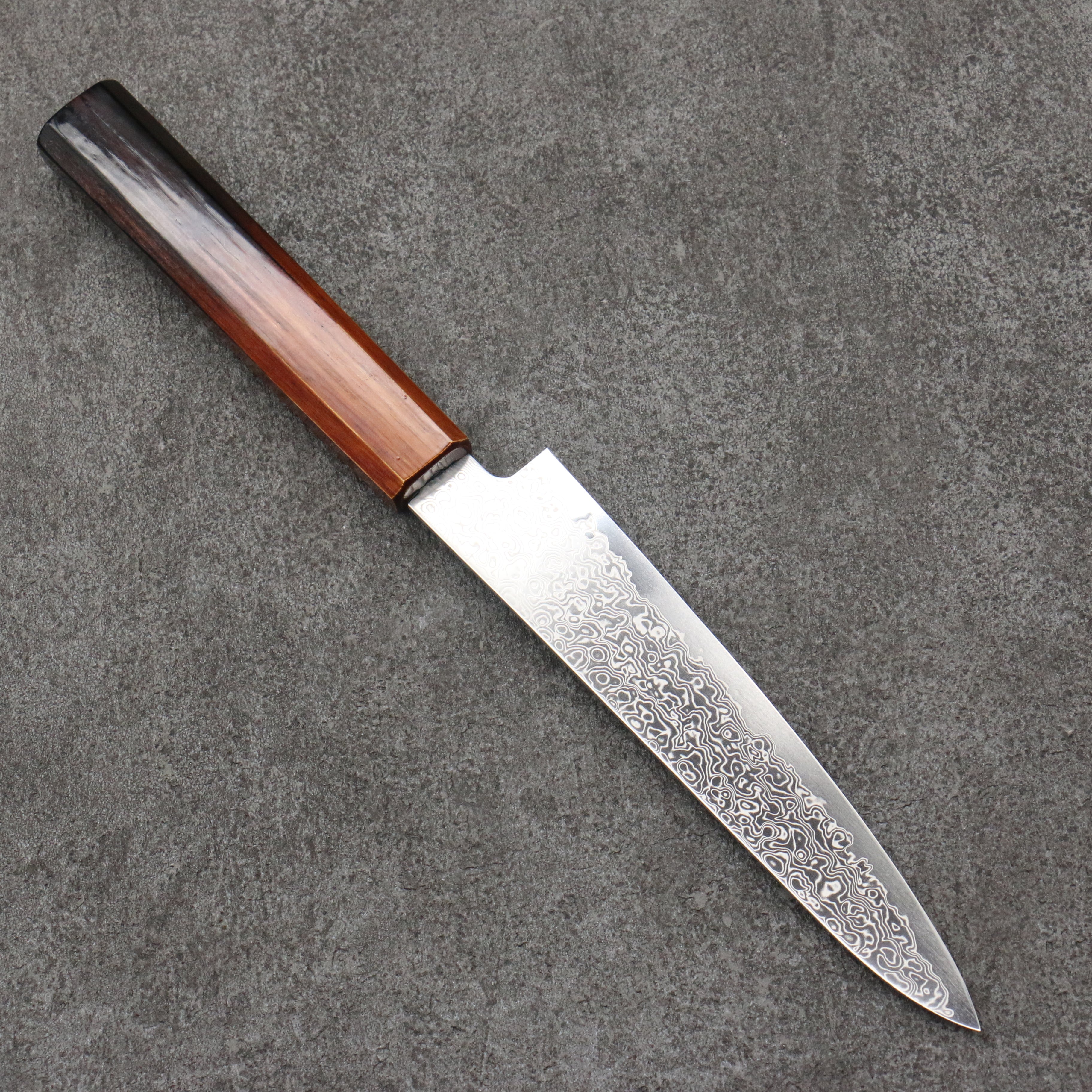 Kanjyo SG2 Damascus Petty-Utility 150mm Burnt Wood Lacquered Handle - Japanny - Best Japanese Knife
