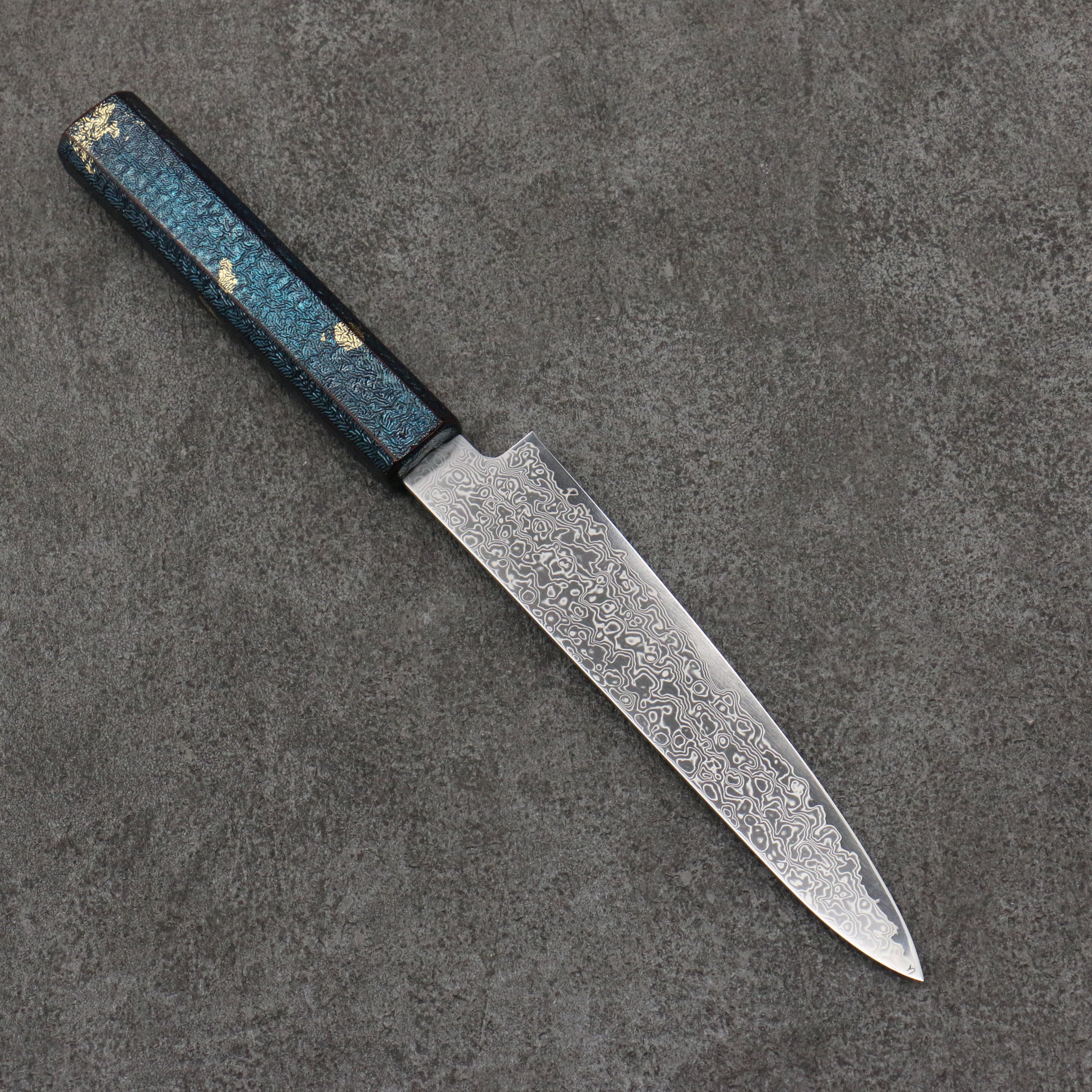 Kanjyo SG2 Damascus Petty-Utility 150mm Blue Lacquered Handle - Japanny - Best Japanese Knife