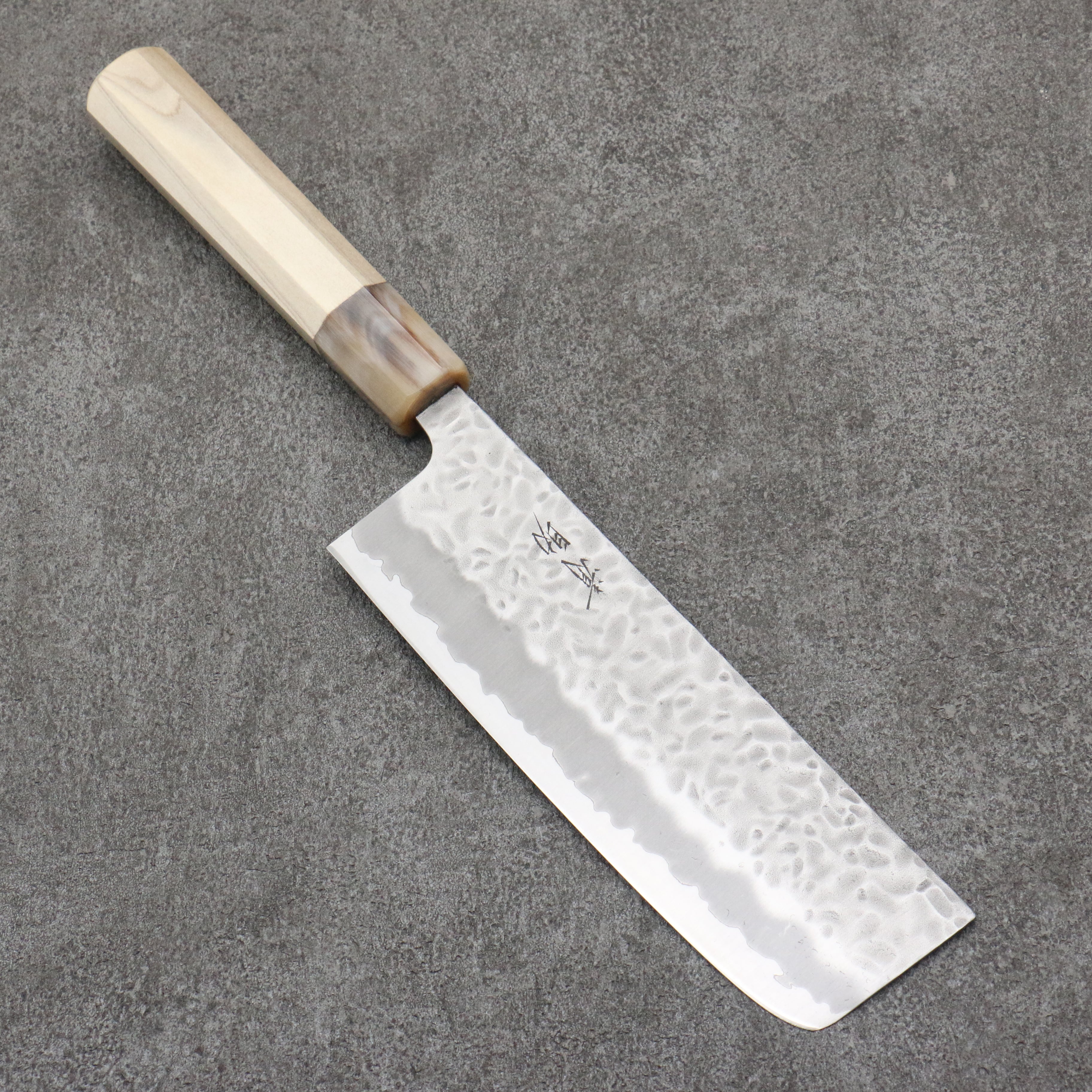 Seisuke Kumo White Steel No.1 Hammered Nakiri 165mm Magnolia Handle - Japanny - Best Japanese Knife