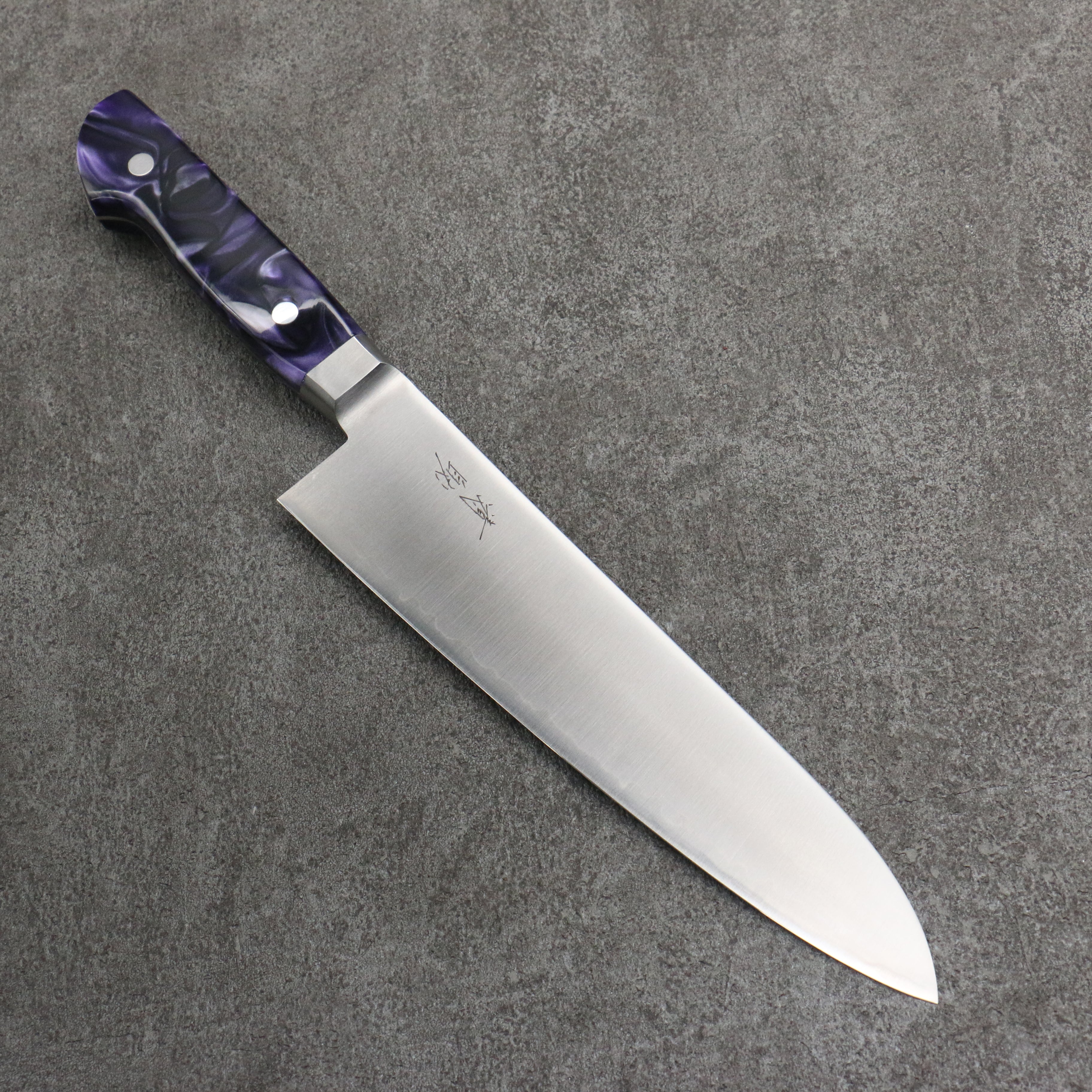 Seisuke VG5 Migaki Finished Gyuto 210mm Purple Marbled Resin Handle - Japanny - Best Japanese Knife