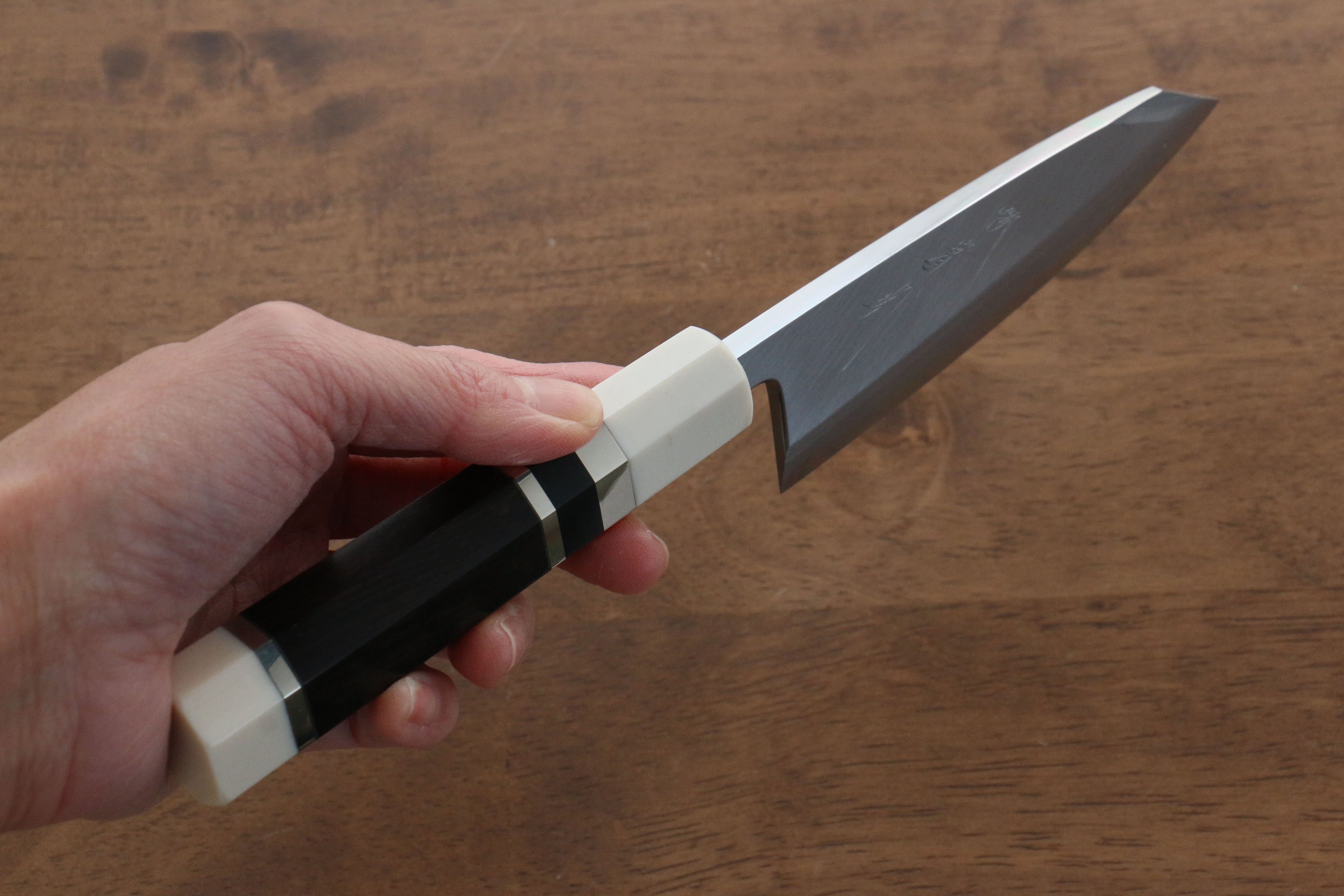 Jikko Shiko Blue Steel Kiritsuke Deba 120mm Ebony with Double Ring Handle - Japanny - Best Japanese Knife