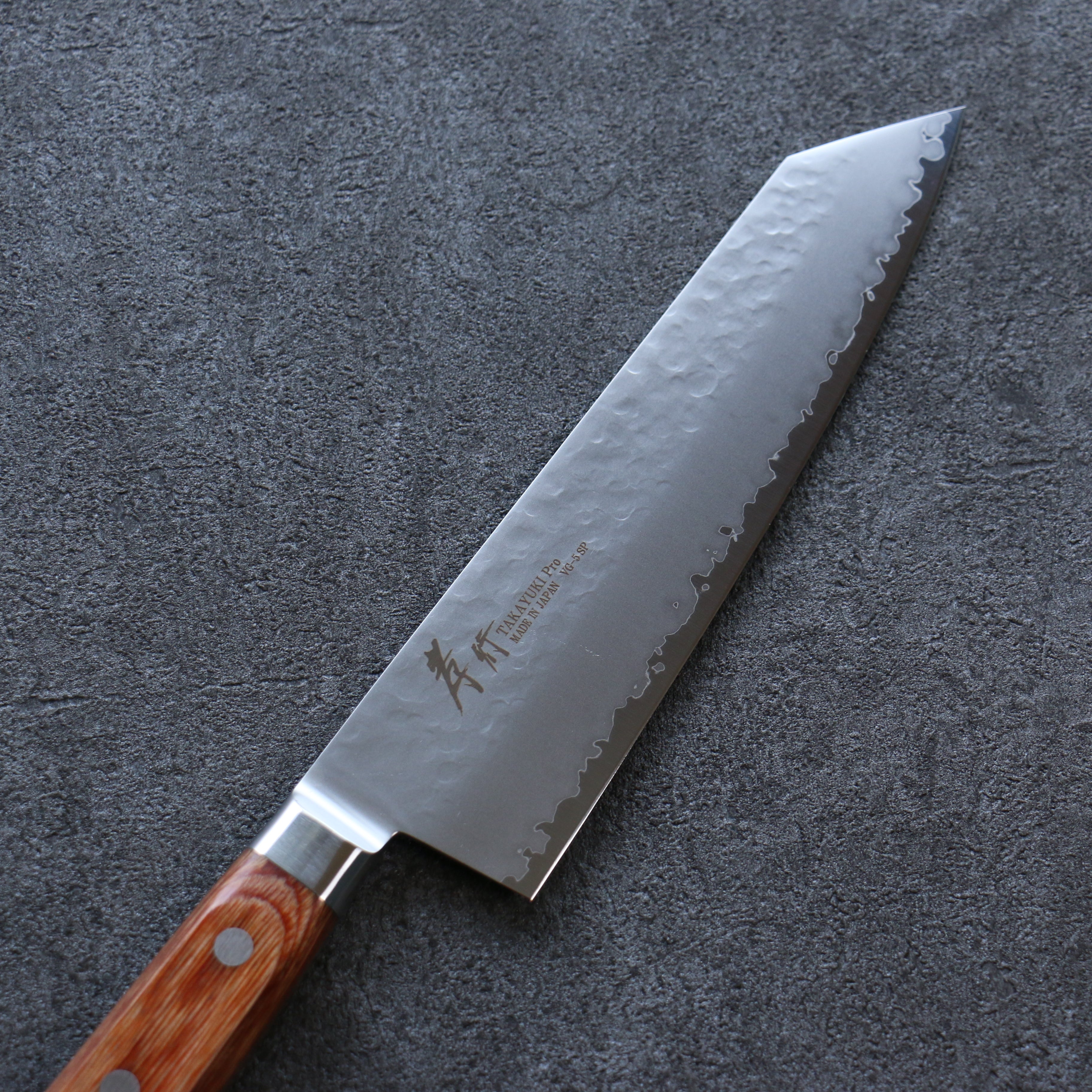 Sakai Takayuki VG5 Hammered Kiritsuke Gyuto 190mm Brown Pakka wood Handle - Japanny - Best Japanese Knife