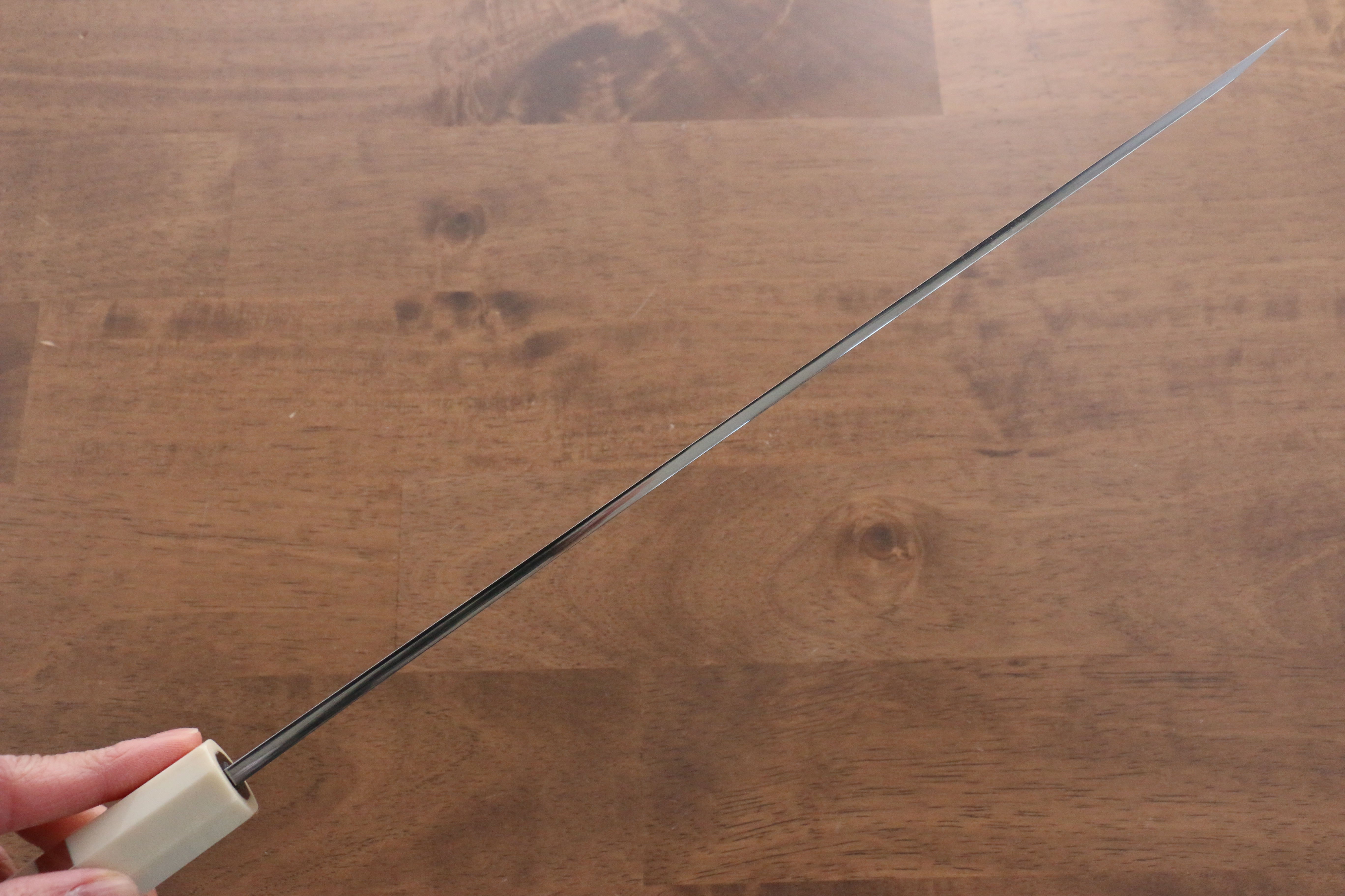 Jikko Shiko Blue Steel Sakimaru Yanagiba 300mm Ebony with Double Ring Handle - Japanny - Best Japanese Knife