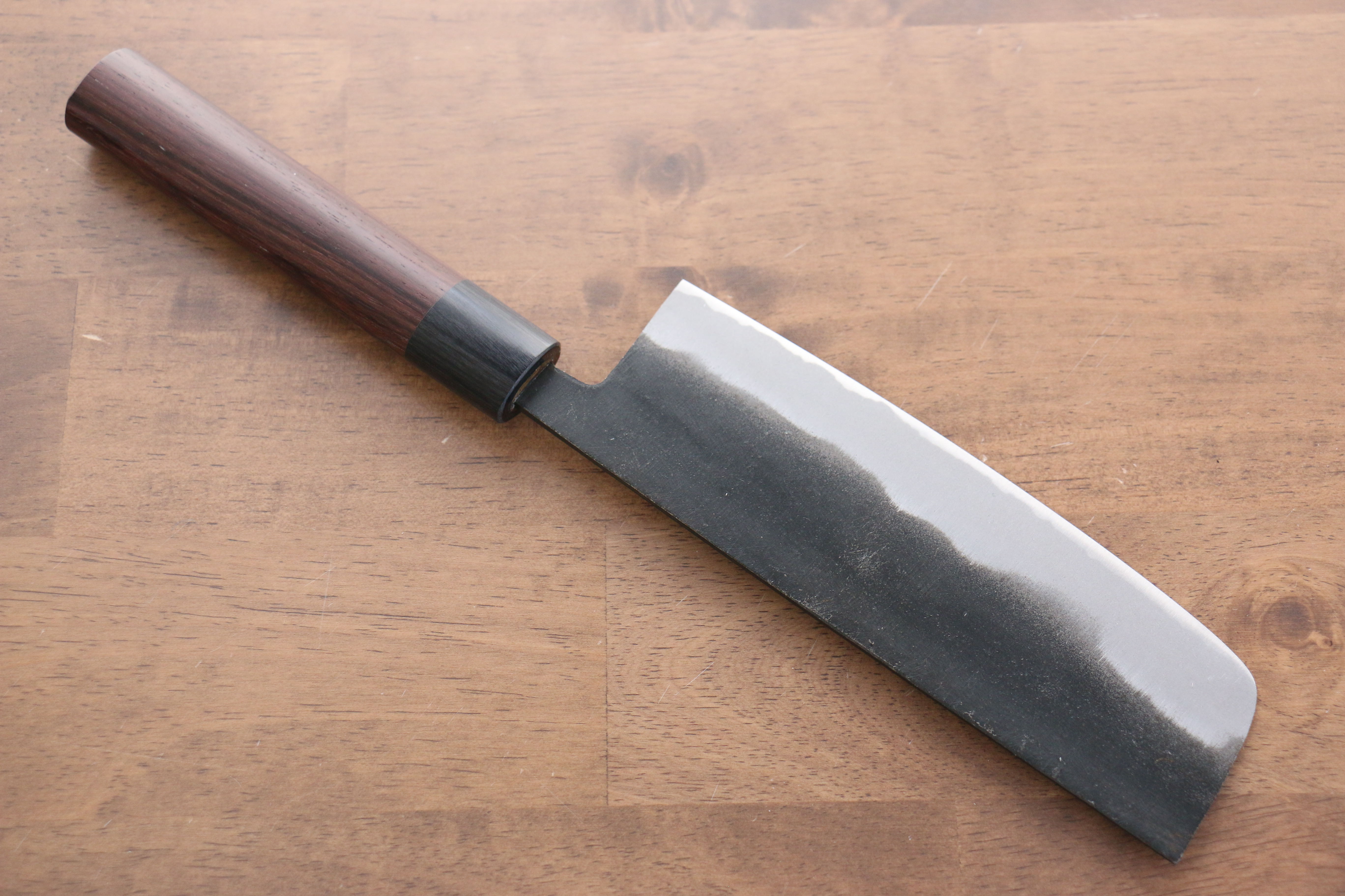 Jikko White Steel No.2 Black Finished Nakiri 165mm Shitan Handle - Japanny - Best Japanese Knife