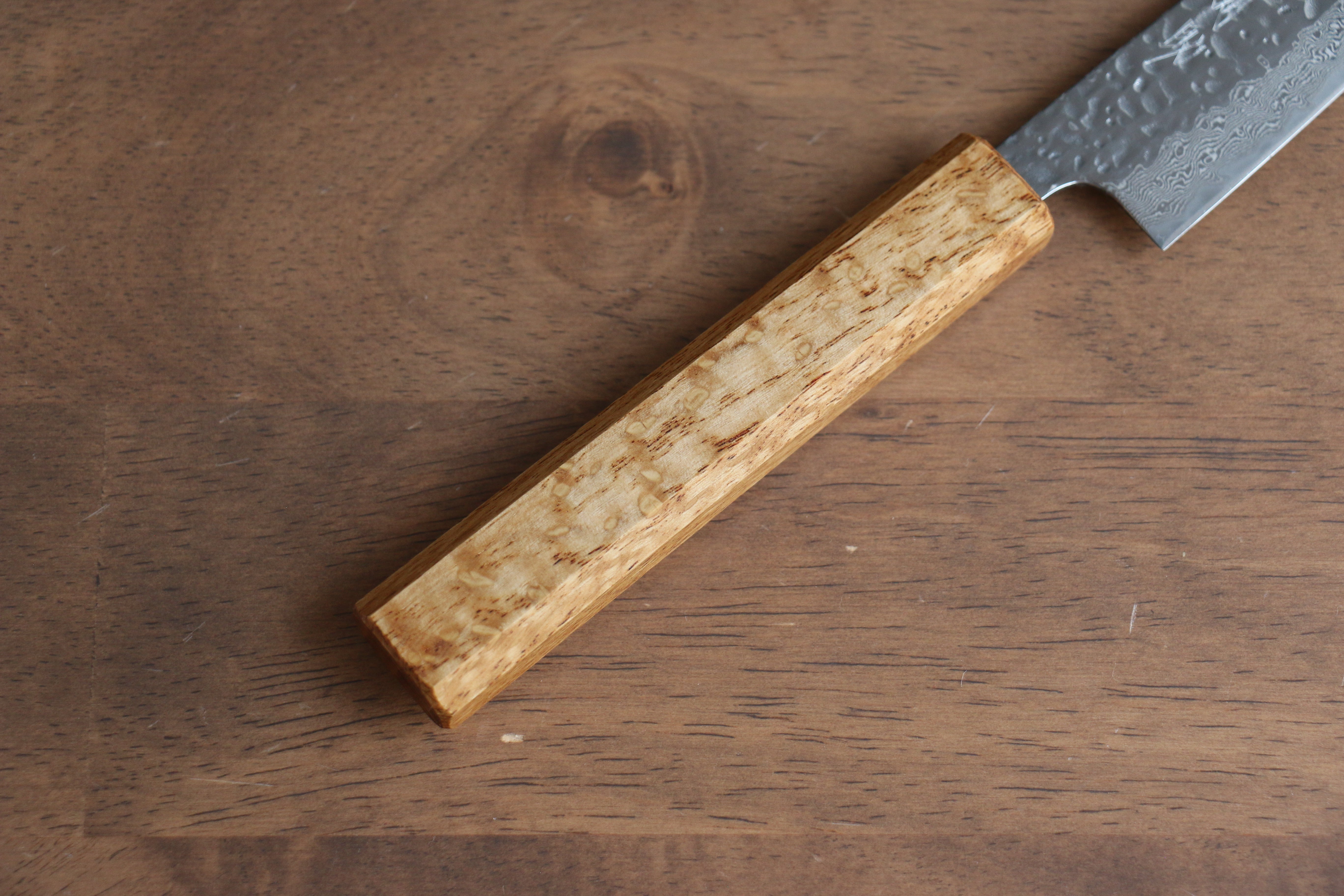 Seisuke Tsukikage AUS10 Migaki Finished Hammered Damascus Petty-Utility 150mm Oak Handle - Japanny - Best Japanese Knife