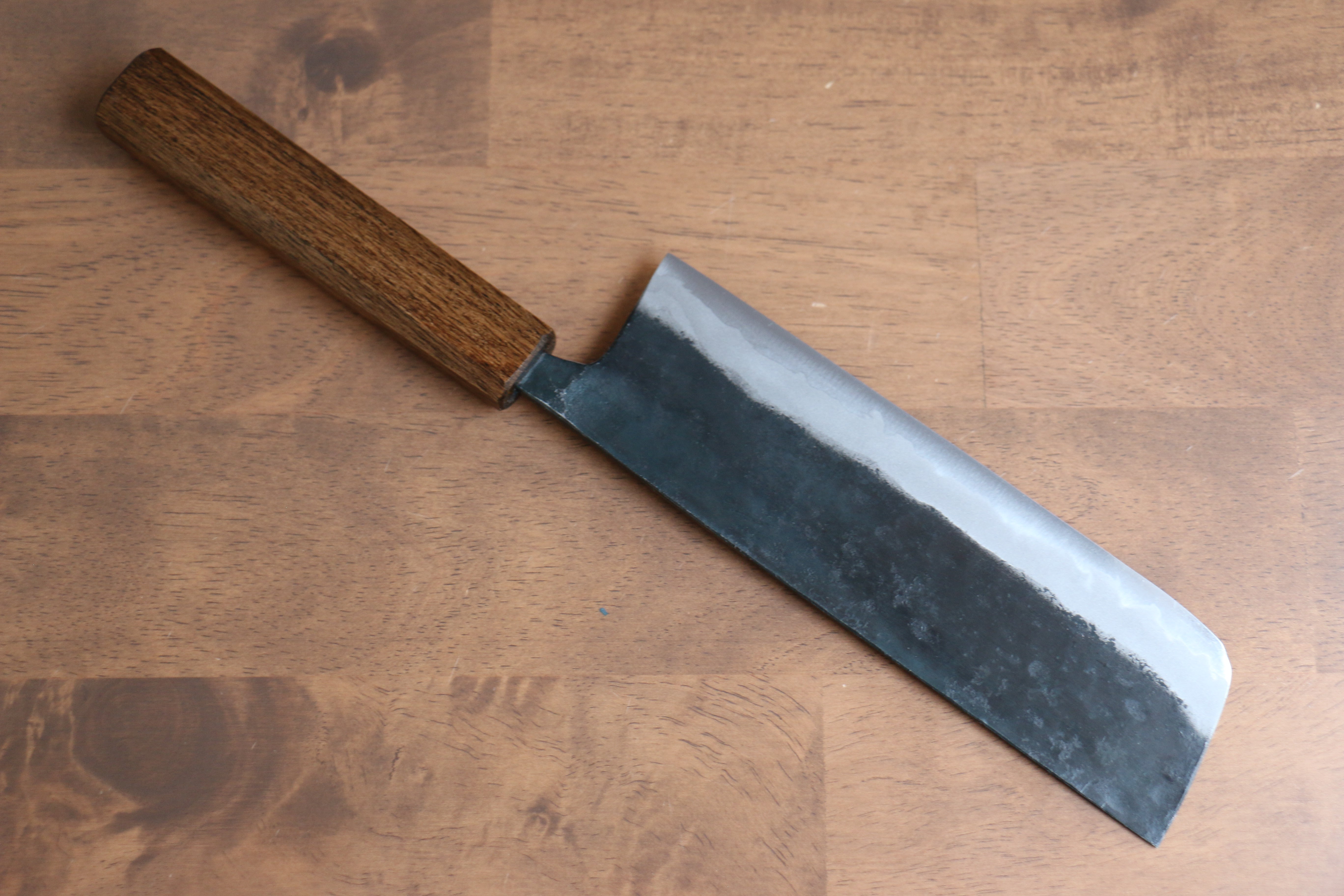 Kyohei Shindo Blue Steel Black Finished Nakiri 165mm Live oak Lacquered Handle - Japanny - Best Japanese Knife