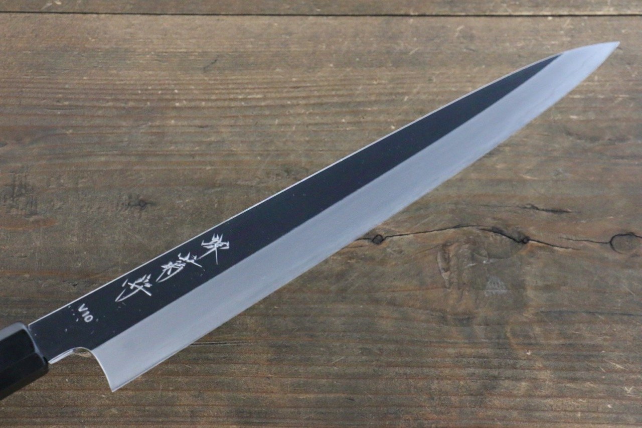 Kikumori VG10 Mirrored Finish Sujihiki Japanese Chef Knife 240mm with Ebony Handle - Japanny - Best Japanese Knife