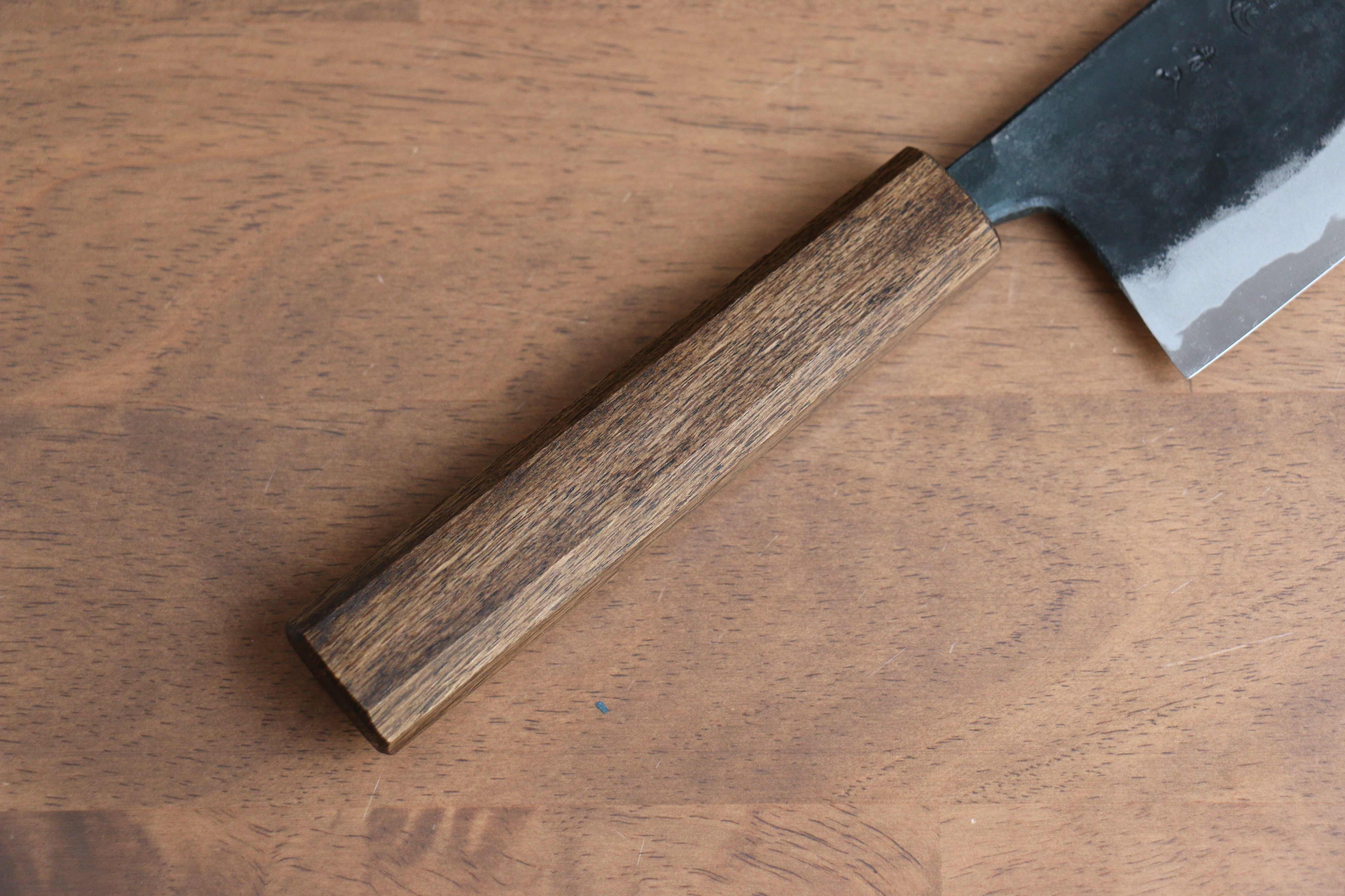 Kyohei Shindo Blue Steel Black Finished Nakiri 165mm Live oak Lacquered Handle - Japanny - Best Japanese Knife