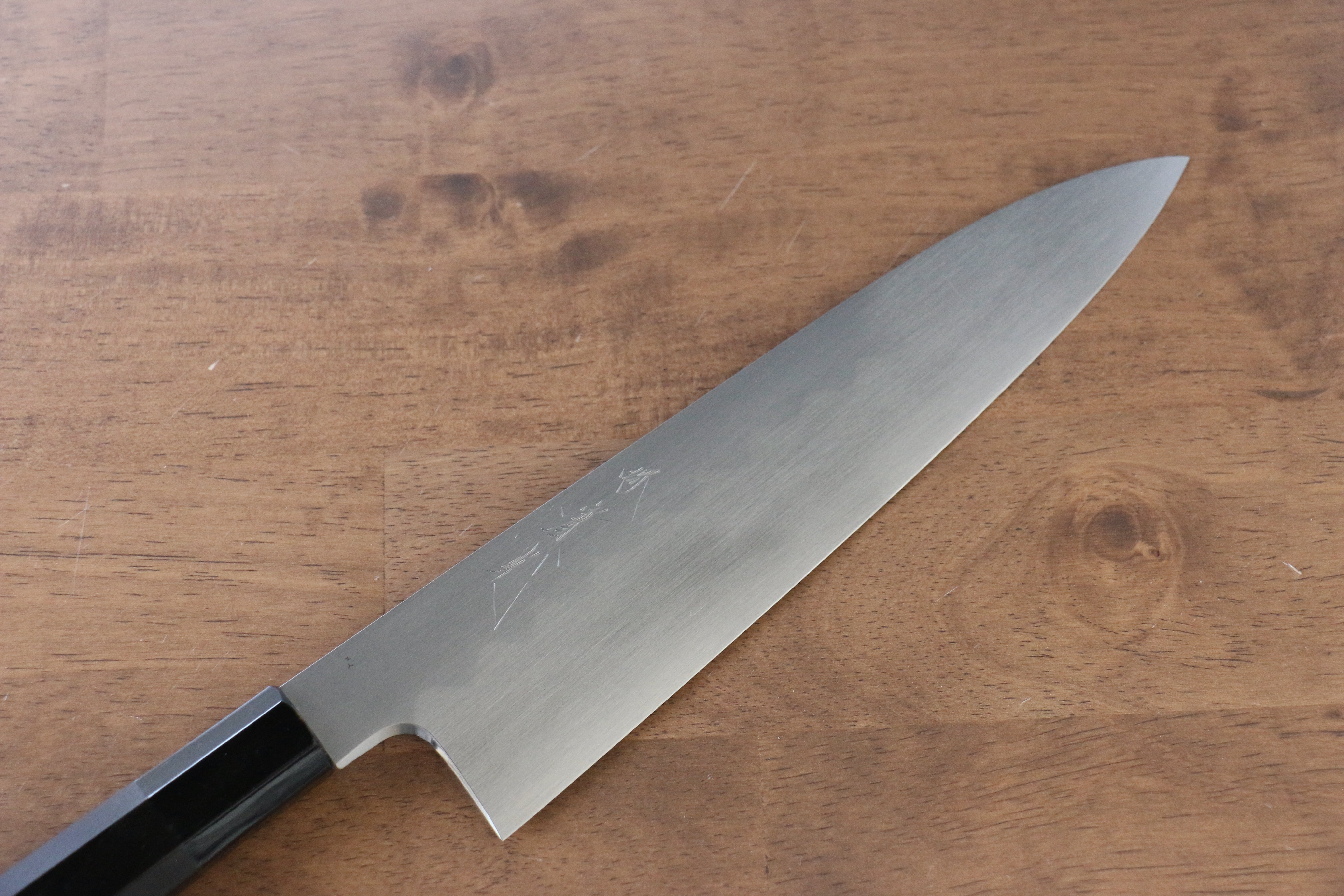 Jikko Honyaki White Steel No.3 Kasumitogi Gyuto 210mm Ebony Wood Handle - Japanny - Best Japanese Knife