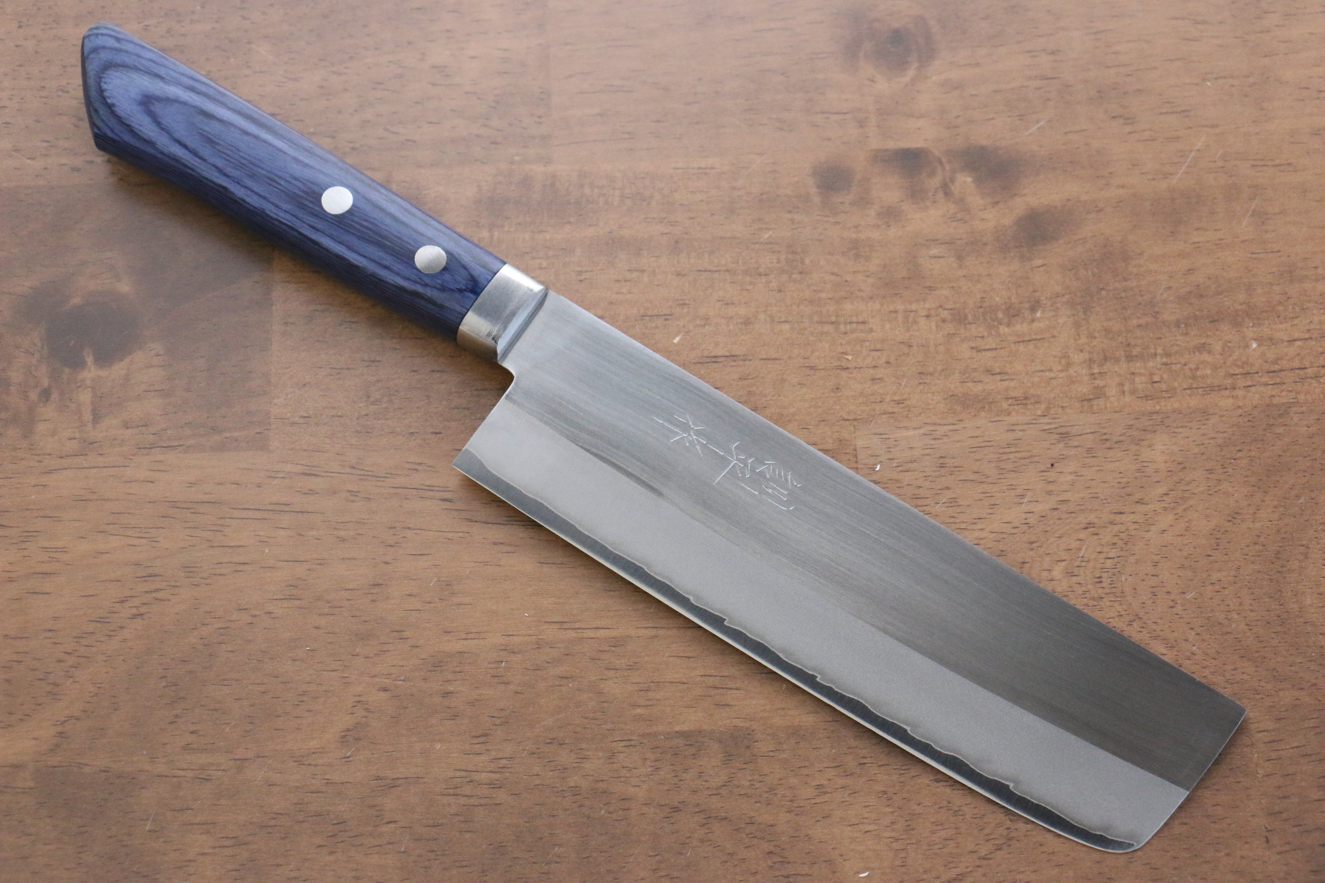 Kunihira VG1 Migaki Finished Usuba 165mm Blue Pakka wood Handle - Japanny - Best Japanese Knife