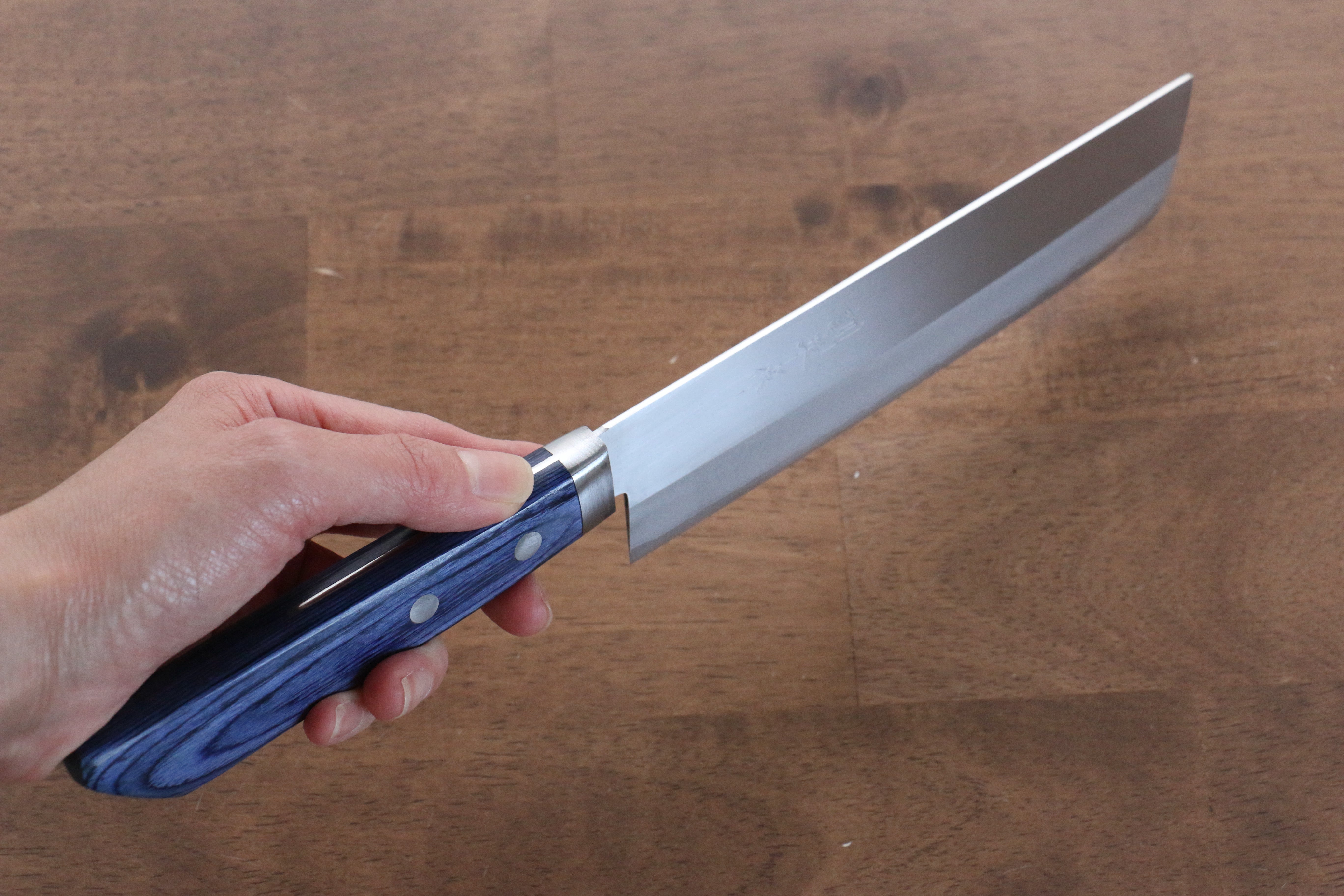Kunihira VG1 Migaki Finished Usuba 165mm Blue Pakka wood Handle - Japanny - Best Japanese Knife
