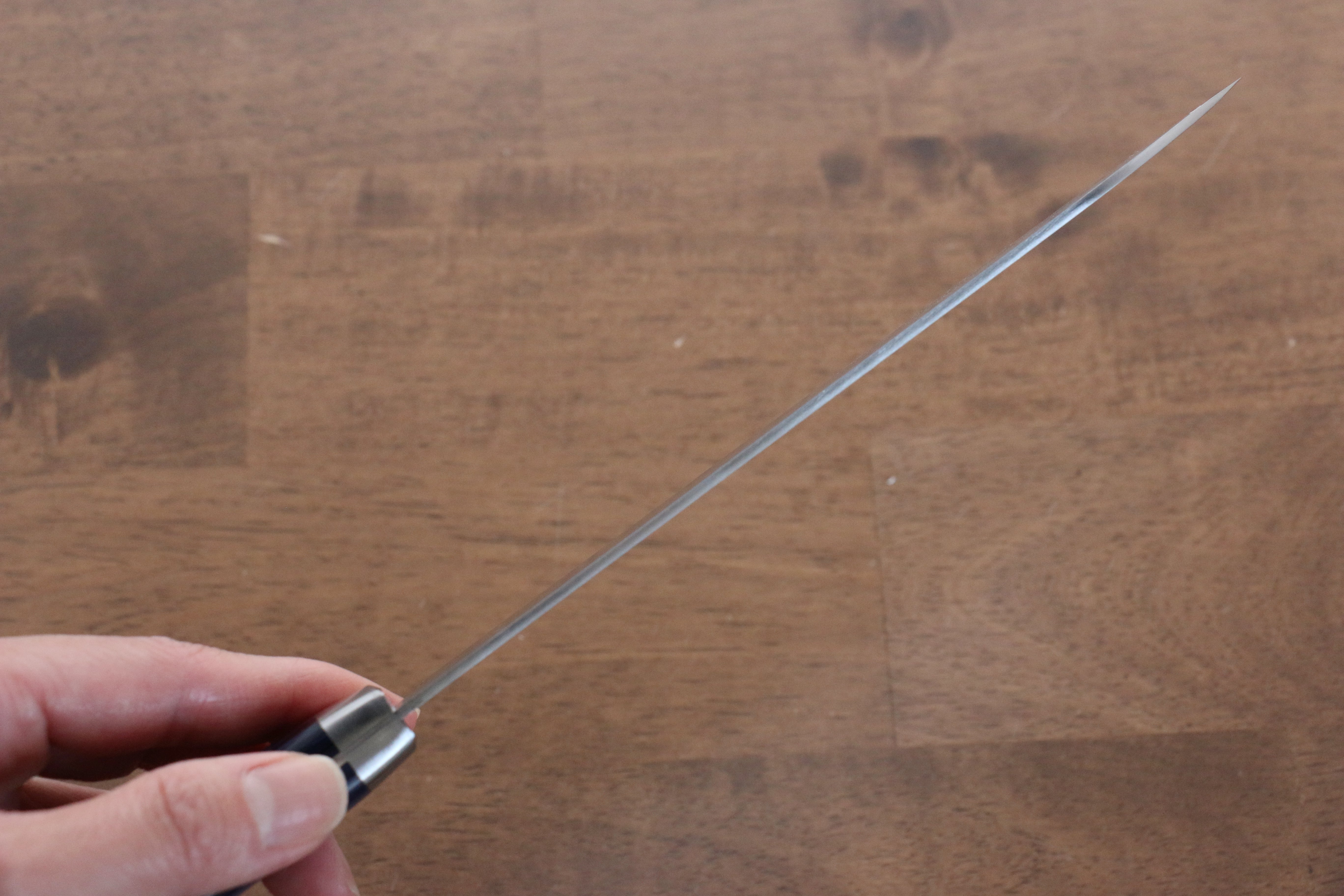 Kunihira Sairyu VG10 Damascus Santoku 170mm Blue Pakka wood Handle - Japanny - Best Japanese Knife