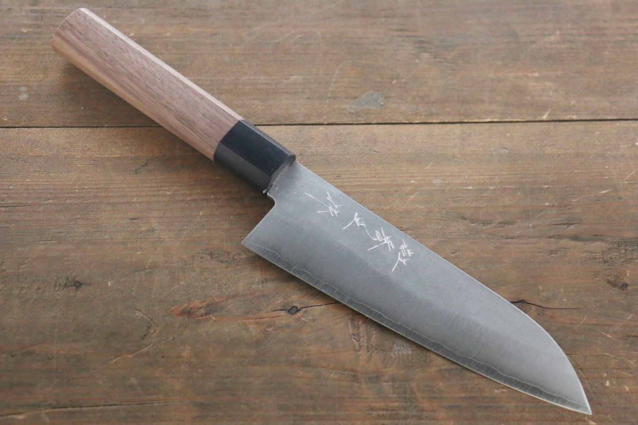 Shigeki Tanaka Silver Steel No.3 Nashiji Santoku 165mm Walnut Handle - Japanny - Best Japanese Knife