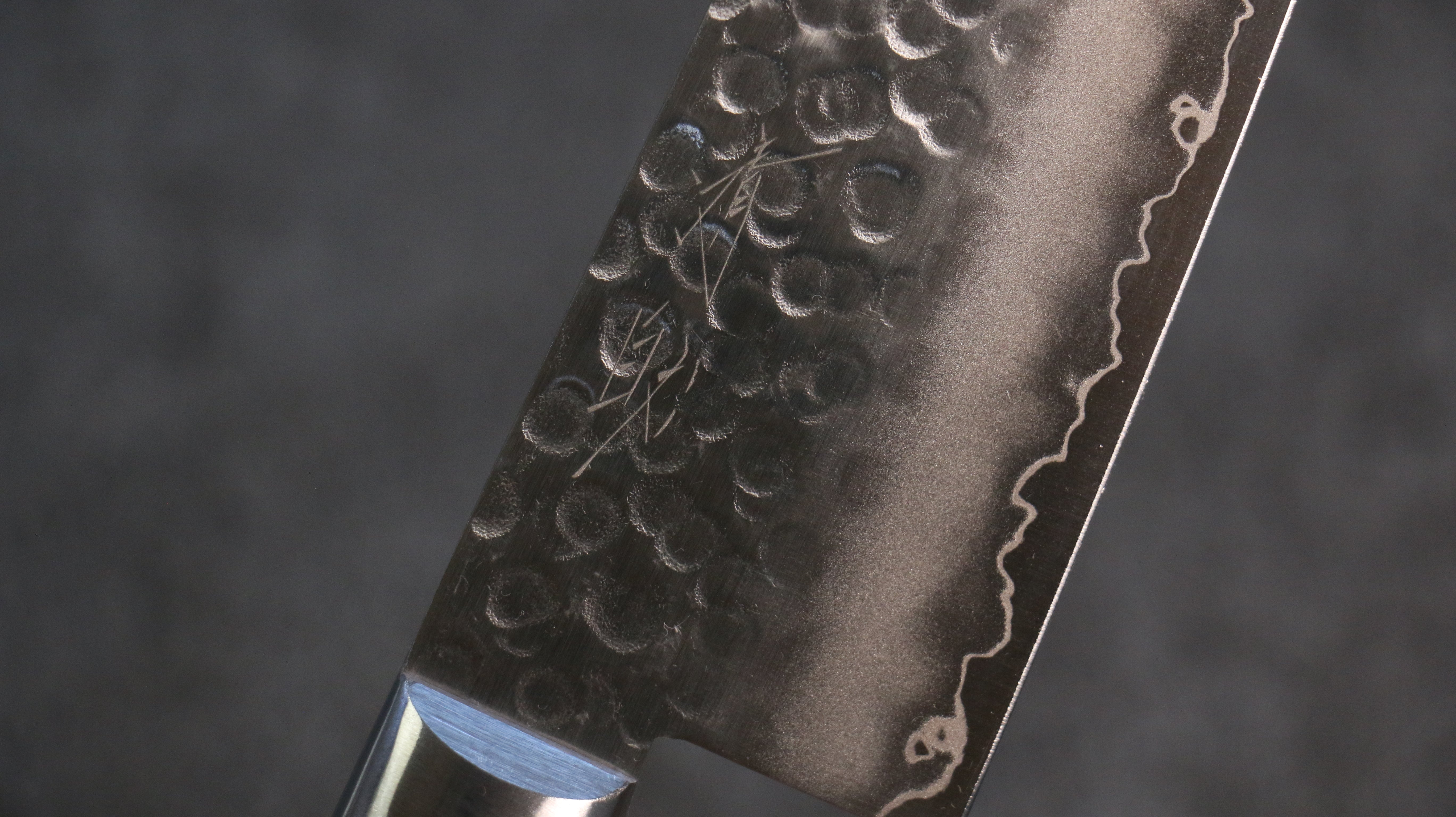 Seisuke Swedish Steel-stn Hammered Santoku 165mm Mahogany Handle - Japanny - Best Japanese Knife