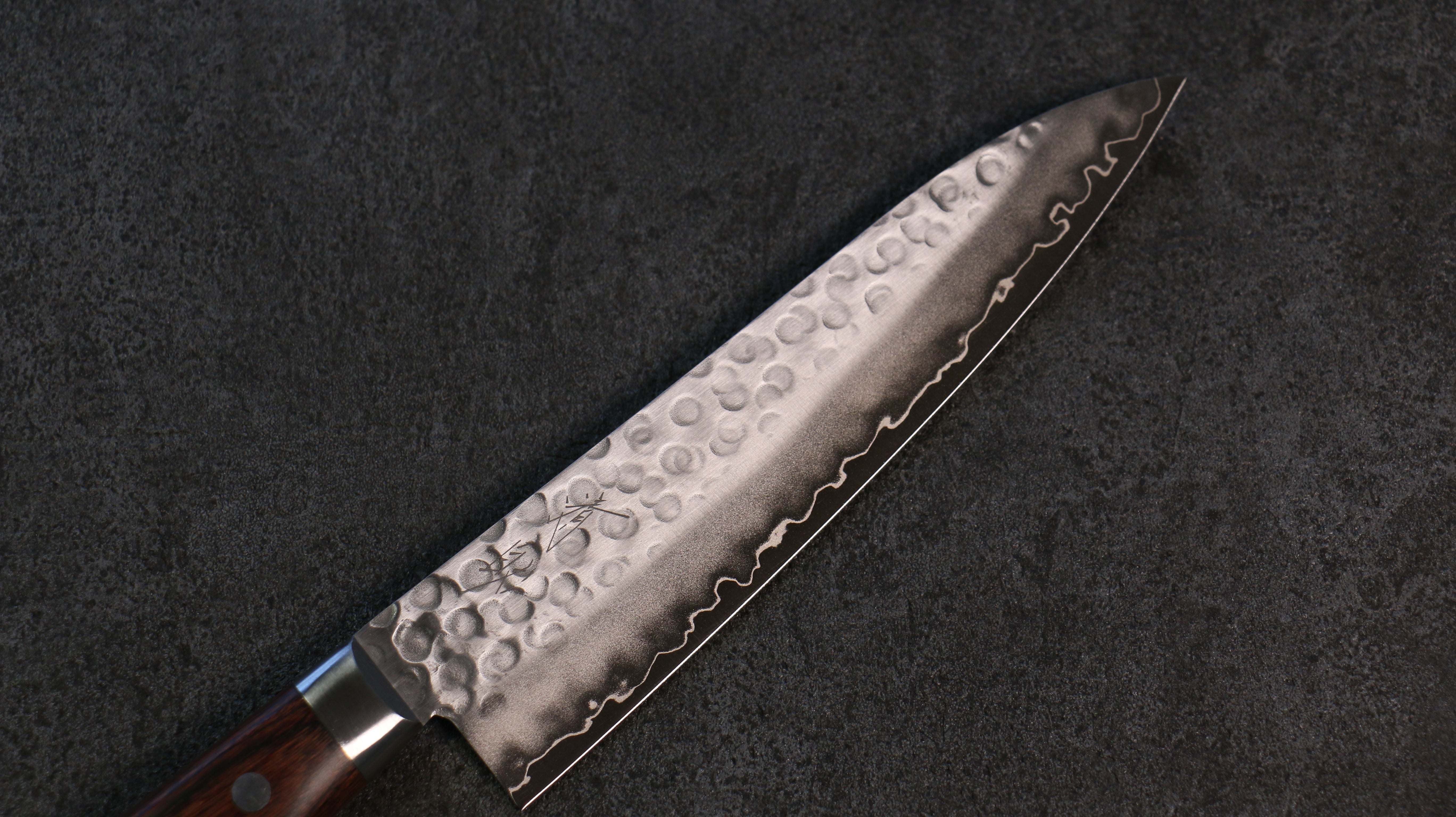 Seisuke Swedish Steel-stn Hammered Gyuto 180mm Mahogany Handle - Japanny - Best Japanese Knife