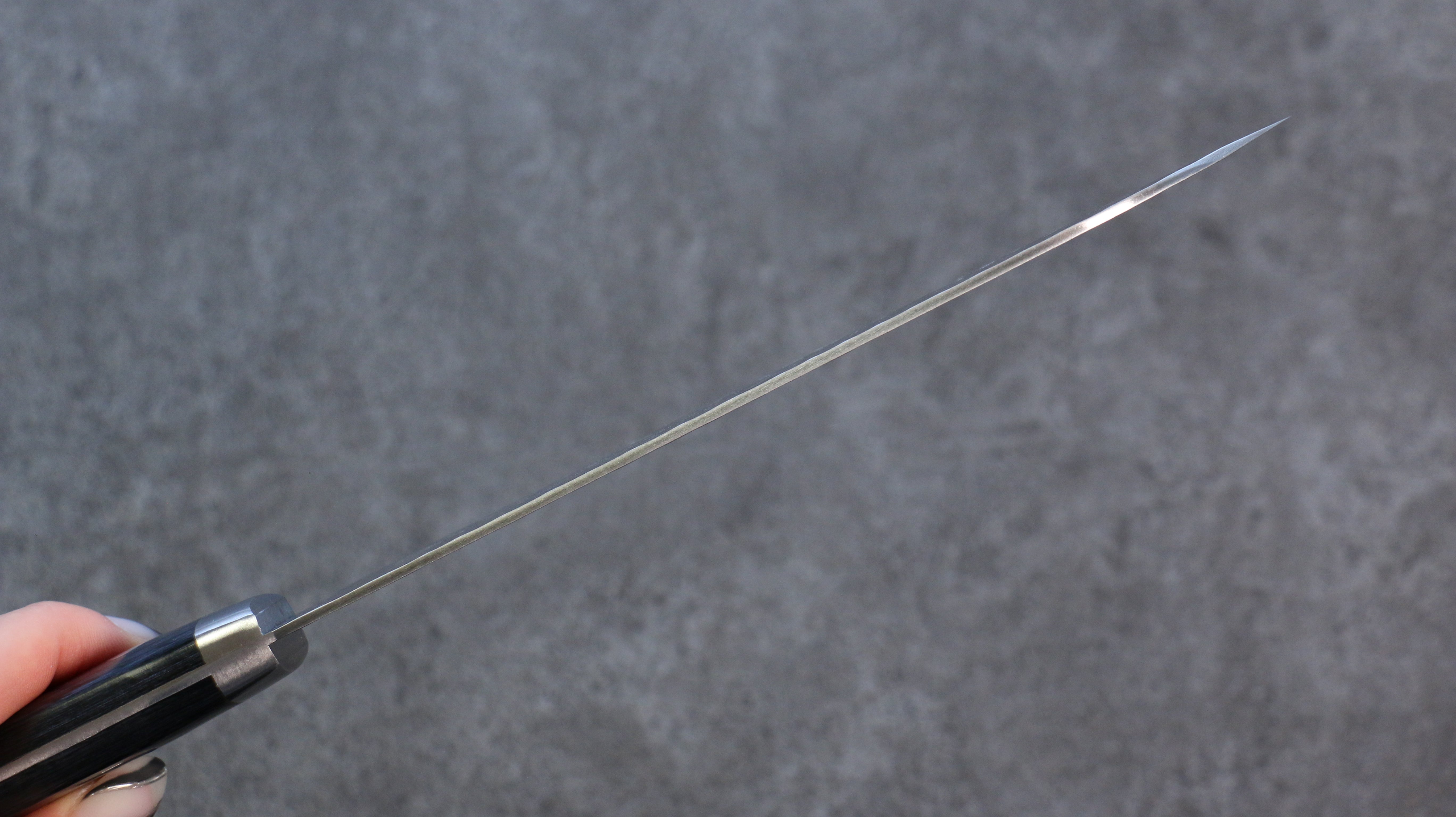 Kunihira VG1 Hammered Santoku 170mm Navy blue Pakka wood Handle - Japanny - Best Japanese Knife