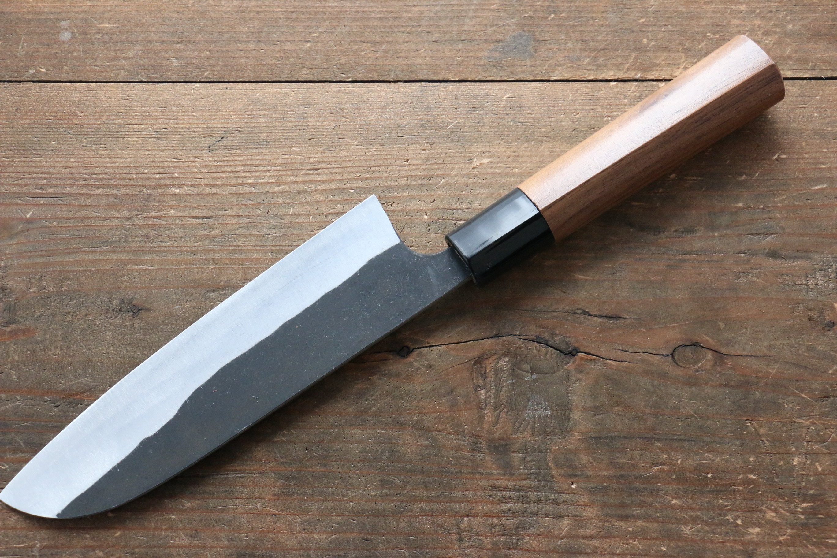 Shungo Ogata White Steel No.2 Black Finished Santoku 165mm Walnut Handle - Japanny - Best Japanese Knife
