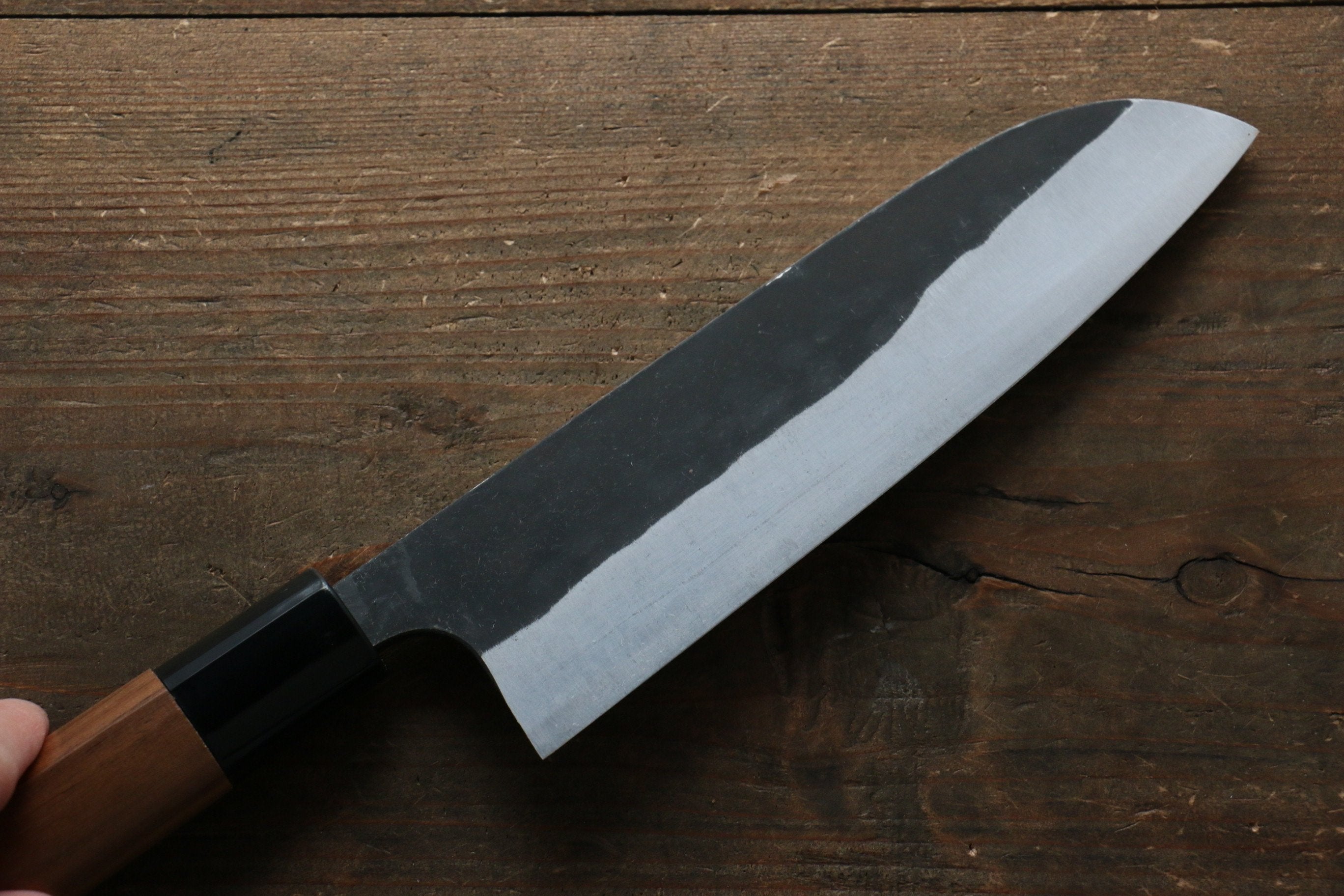 Shungo Ogata White Steel No.2 Black Finished Santoku 165mm Walnut Handle - Japanny - Best Japanese Knife