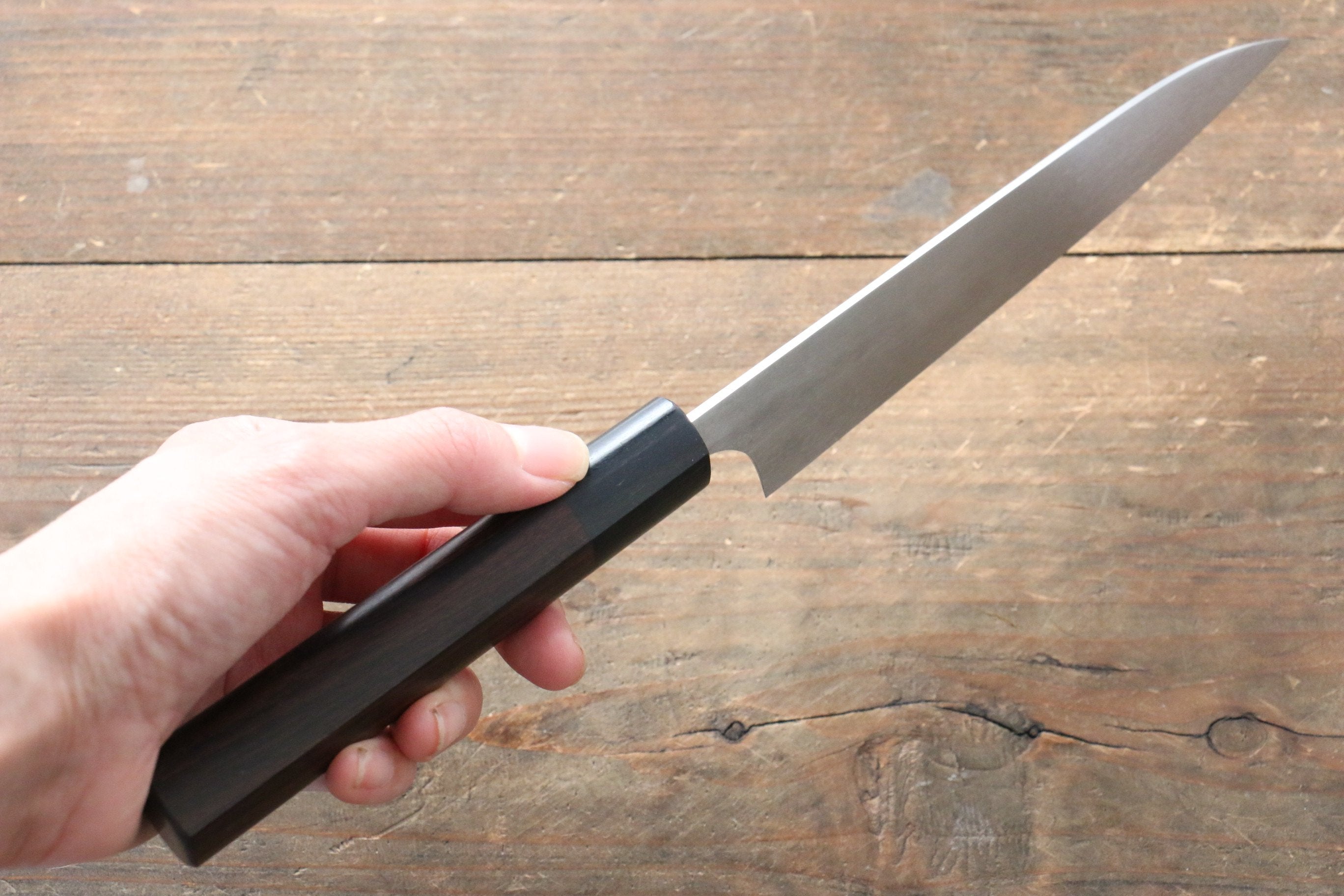 Shungo Ogata Silver Steel No.3 Damascus Petty-Utility 150mm Shitan Handle - Japanny - Best Japanese Knife