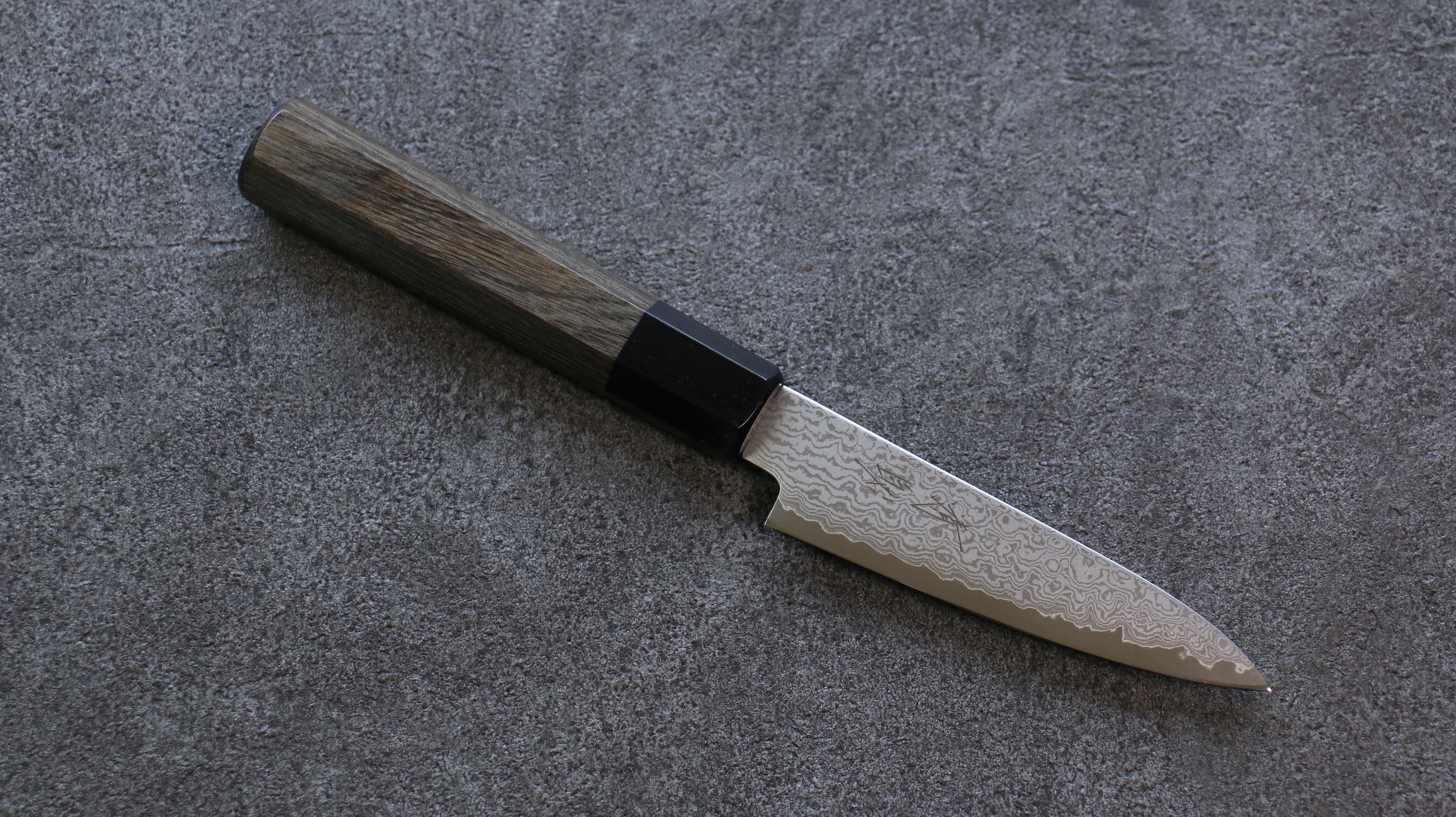 Seisuke VG10 Damascus Petty-Utility 120mm Gray Pakka wood Handle - Japanny - Best Japanese Knife