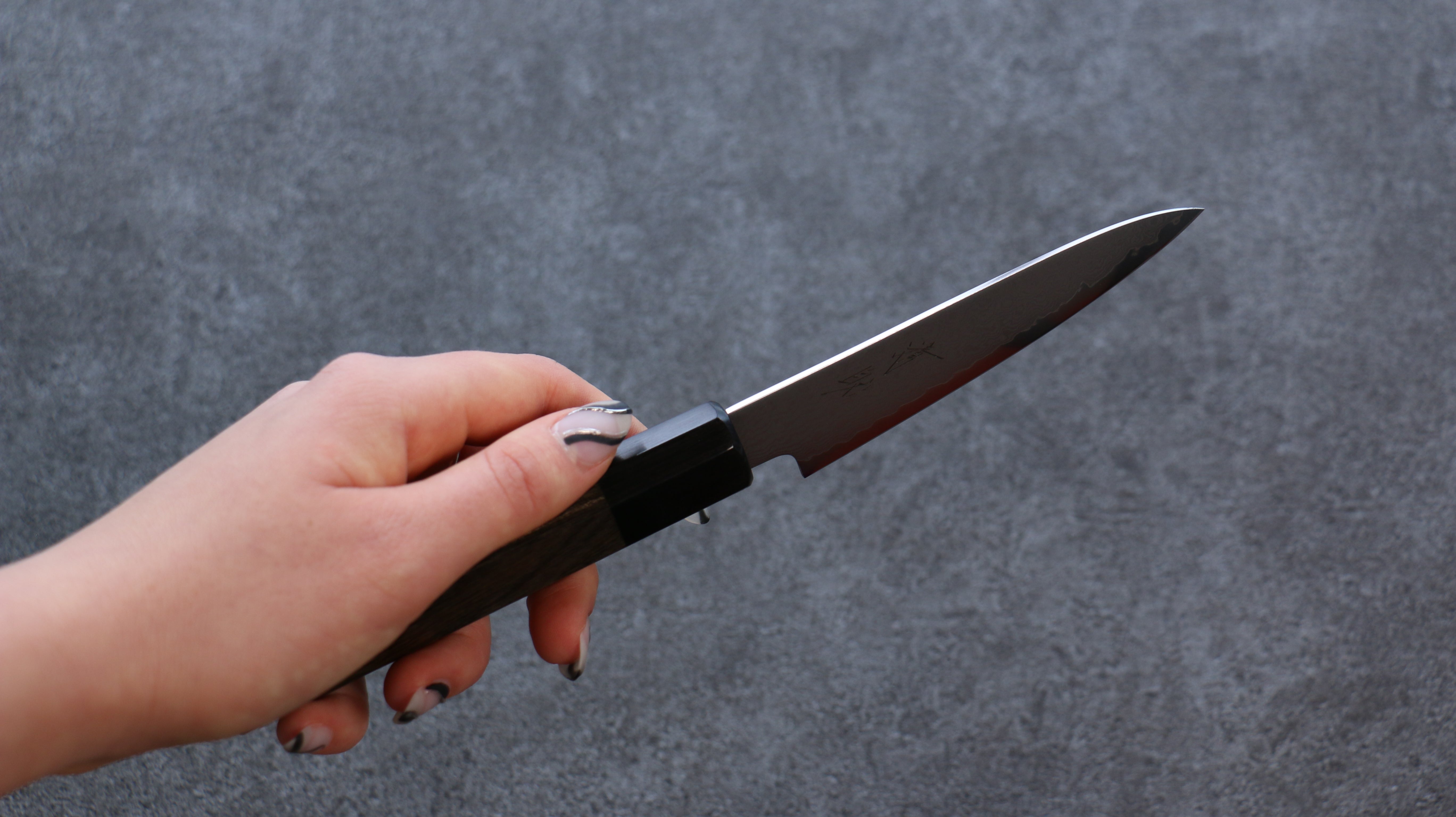 Seisuke VG10 Damascus Petty-Utility 120mm Gray Pakka wood Handle - Japanny - Best Japanese Knife