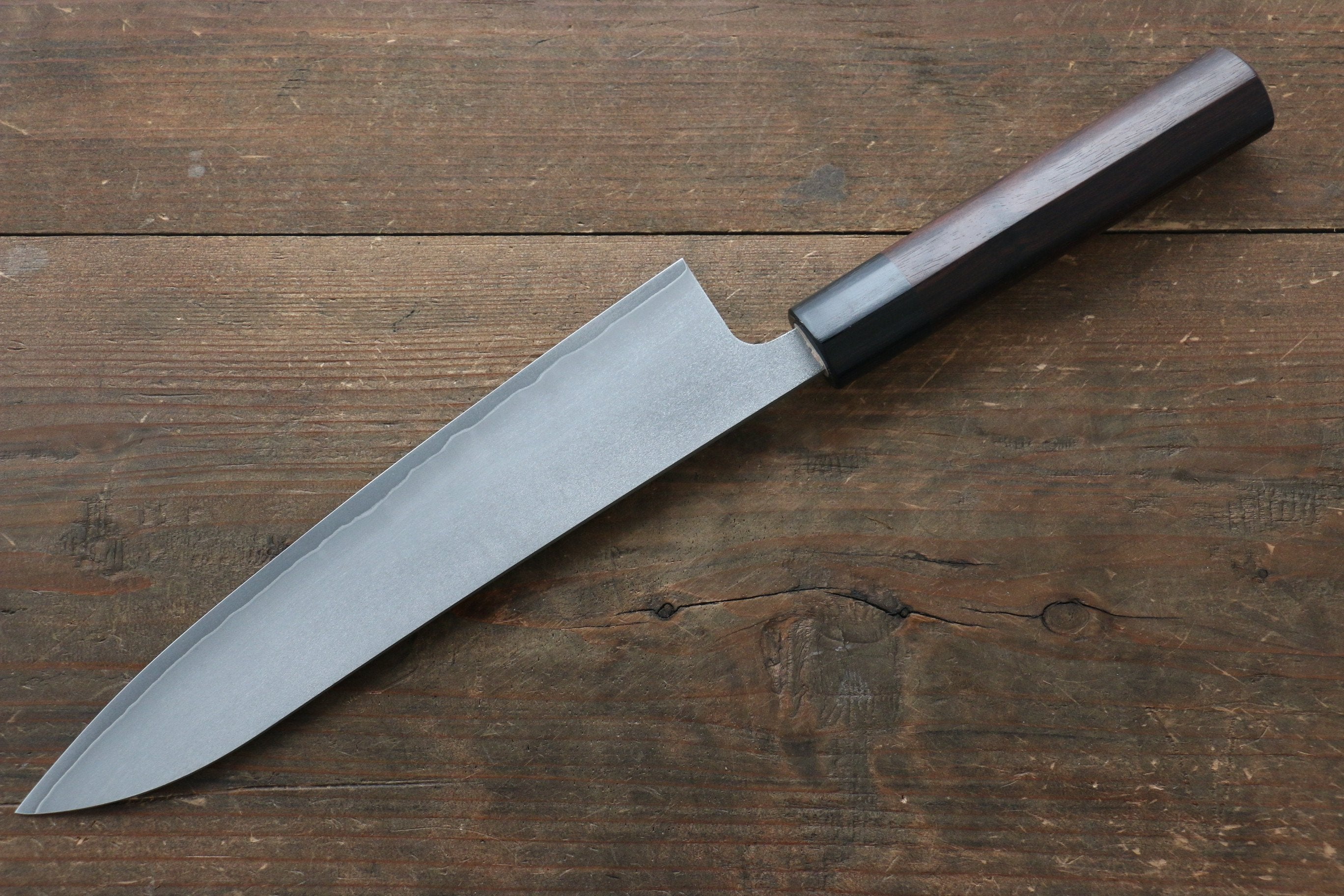 Shungo Ogata Silver Steel No.3 Damascus Black Finished Gyuto 210mm Shitan Handle - Japanny - Best Japanese Knife