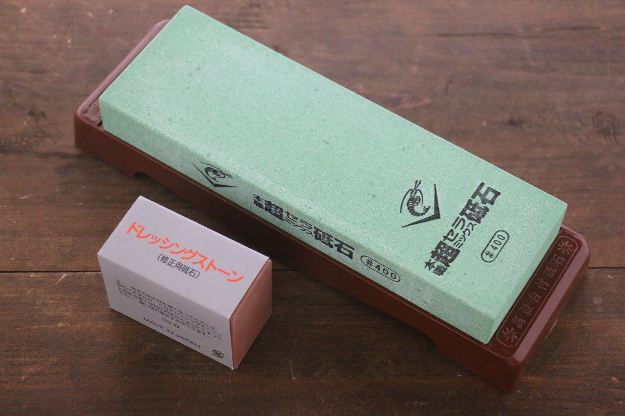 Naniwa Ceramic Chosera Sharpening Stone with Plastic Base - #400 - Japanny - Best Japanese Knife