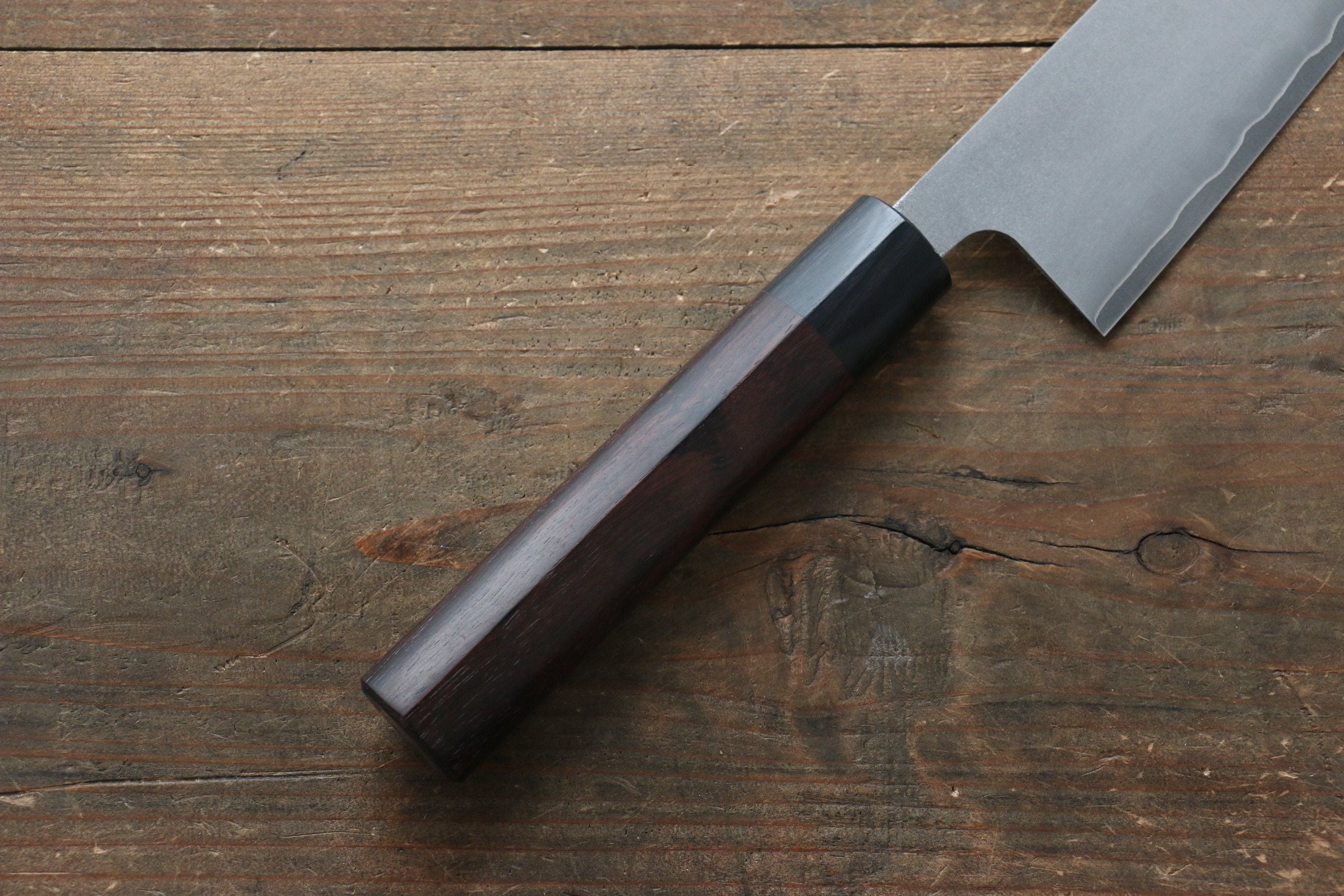 Shungo Ogata Silver Steel No.3 Damascus Black Finished Gyuto 210mm Shitan Handle - Japanny - Best Japanese Knife