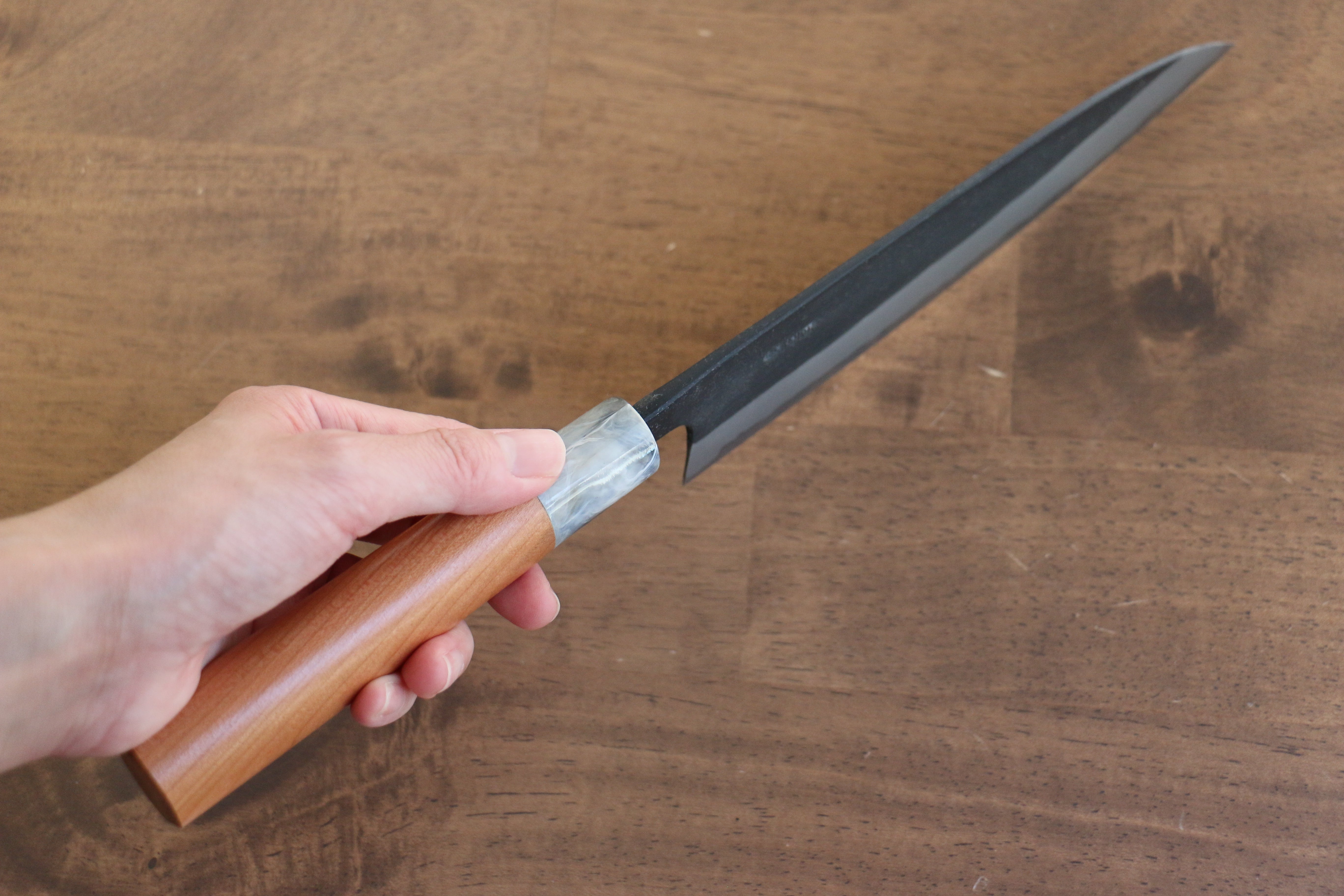 Nao Yamamoto White Steel No.2 Kurouchi Gyuto 180mm Cherry Wood Handle - Japanny - Best Japanese Knife