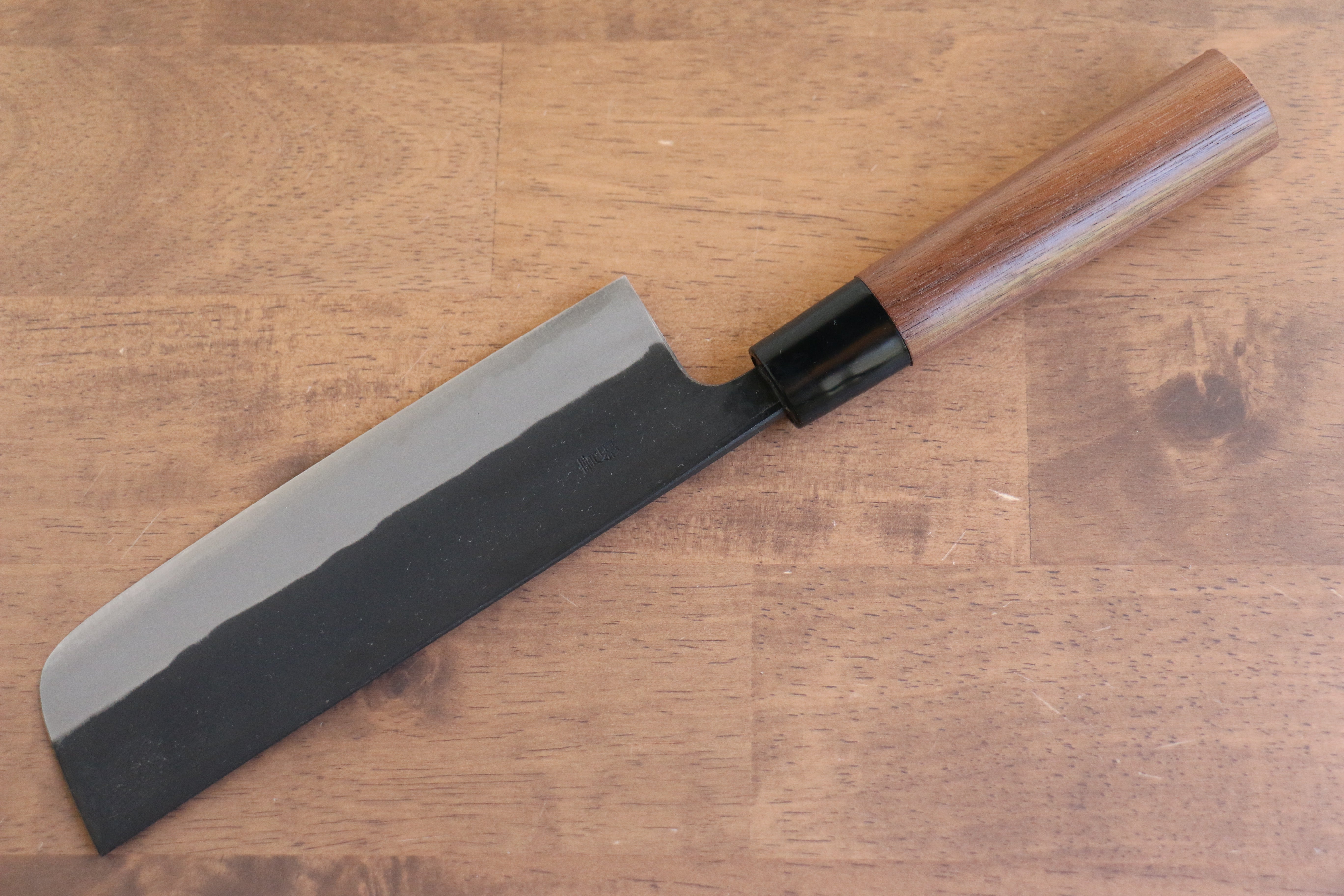 Nao Yamamoto Blue Steel Kurouchi Nakiri 165mm Walnut Handle - Japanny - Best Japanese Knife
