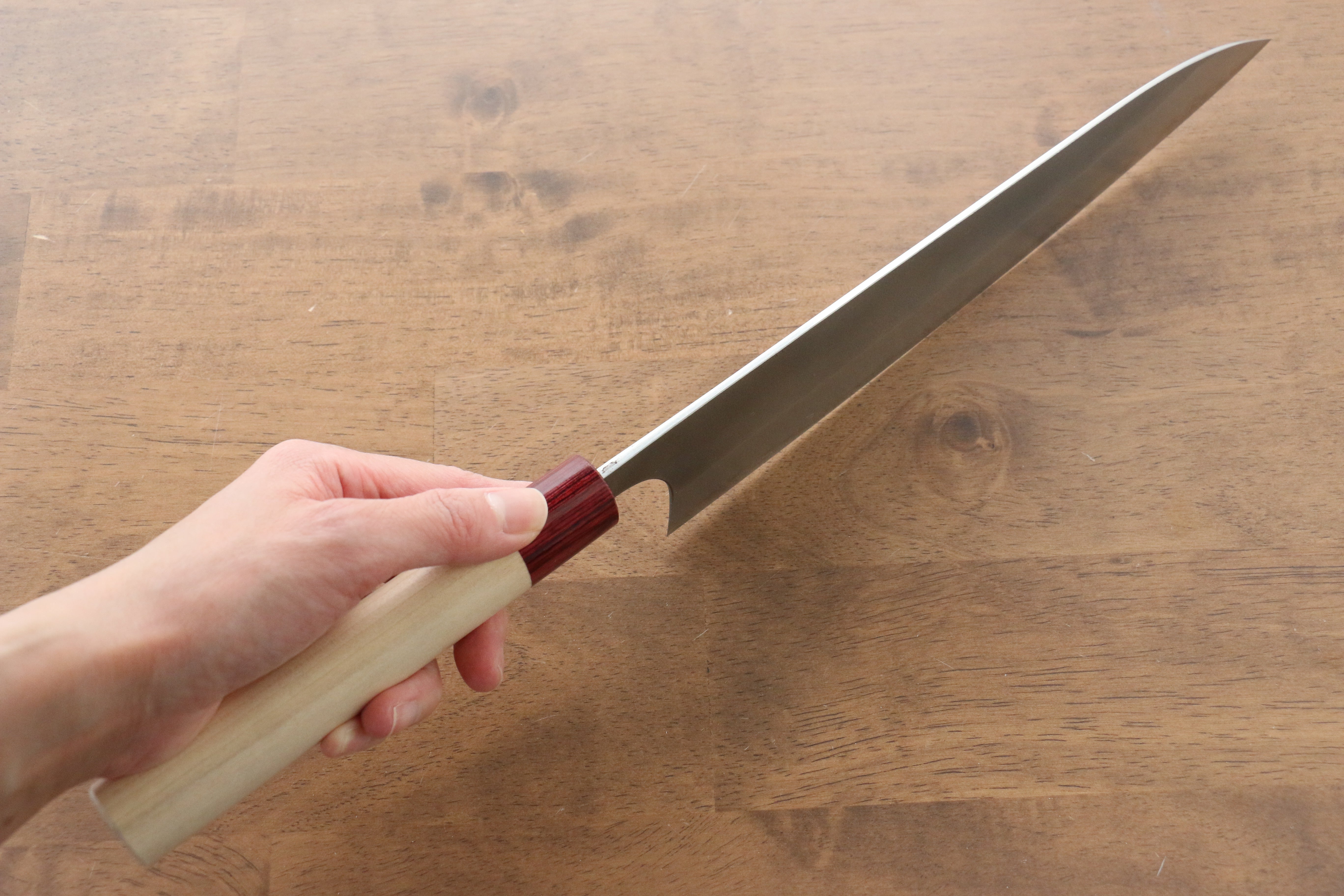 Masakage Yuki White Steel No.2 Nashiji Gyuto 240mm Magnolia Handle - Japanny - Best Japanese Knife