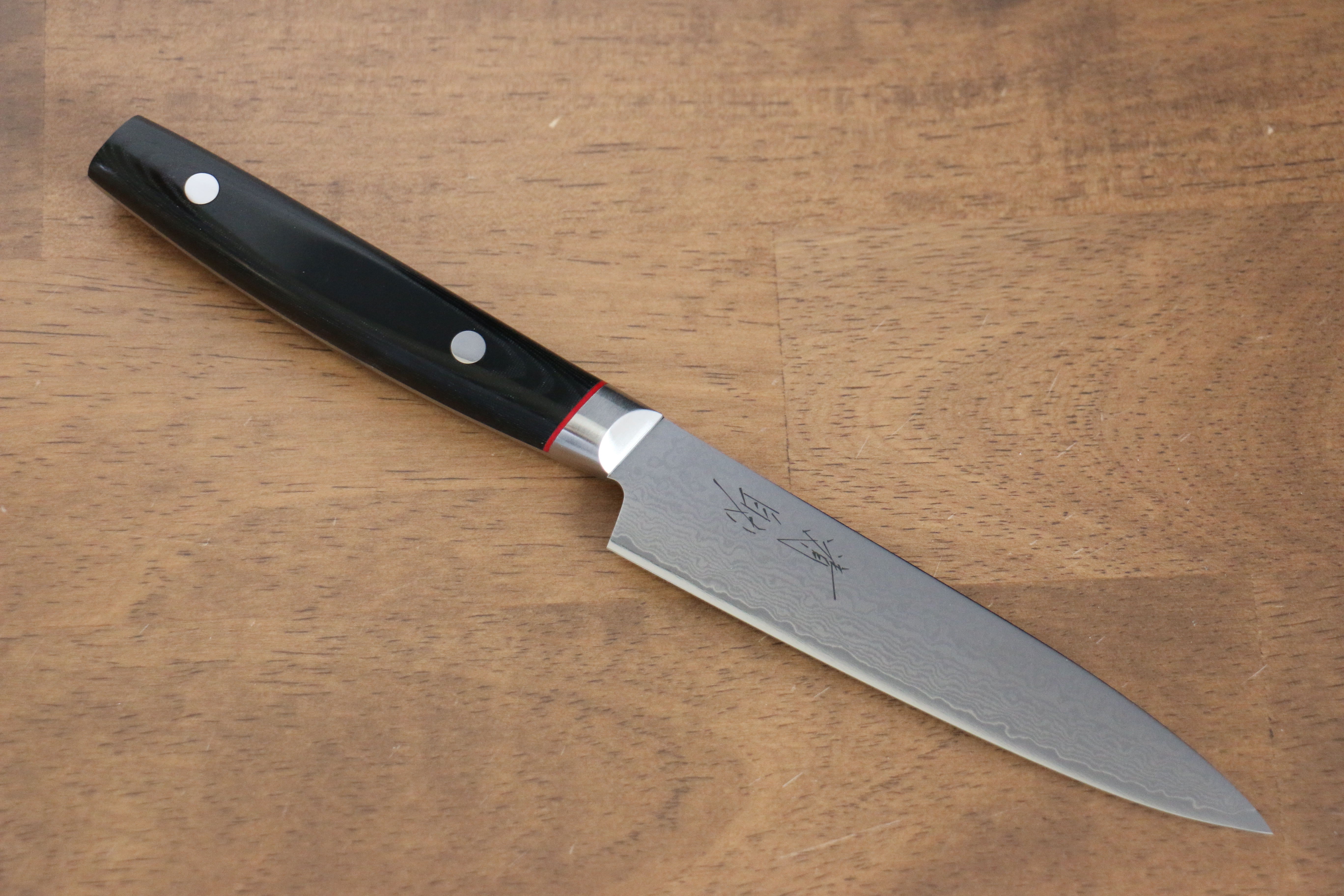 Seisuke Saiun VG10 Damascus Petty-Utility 120mm Black Micarta Handle - Japanny - Best Japanese Knife