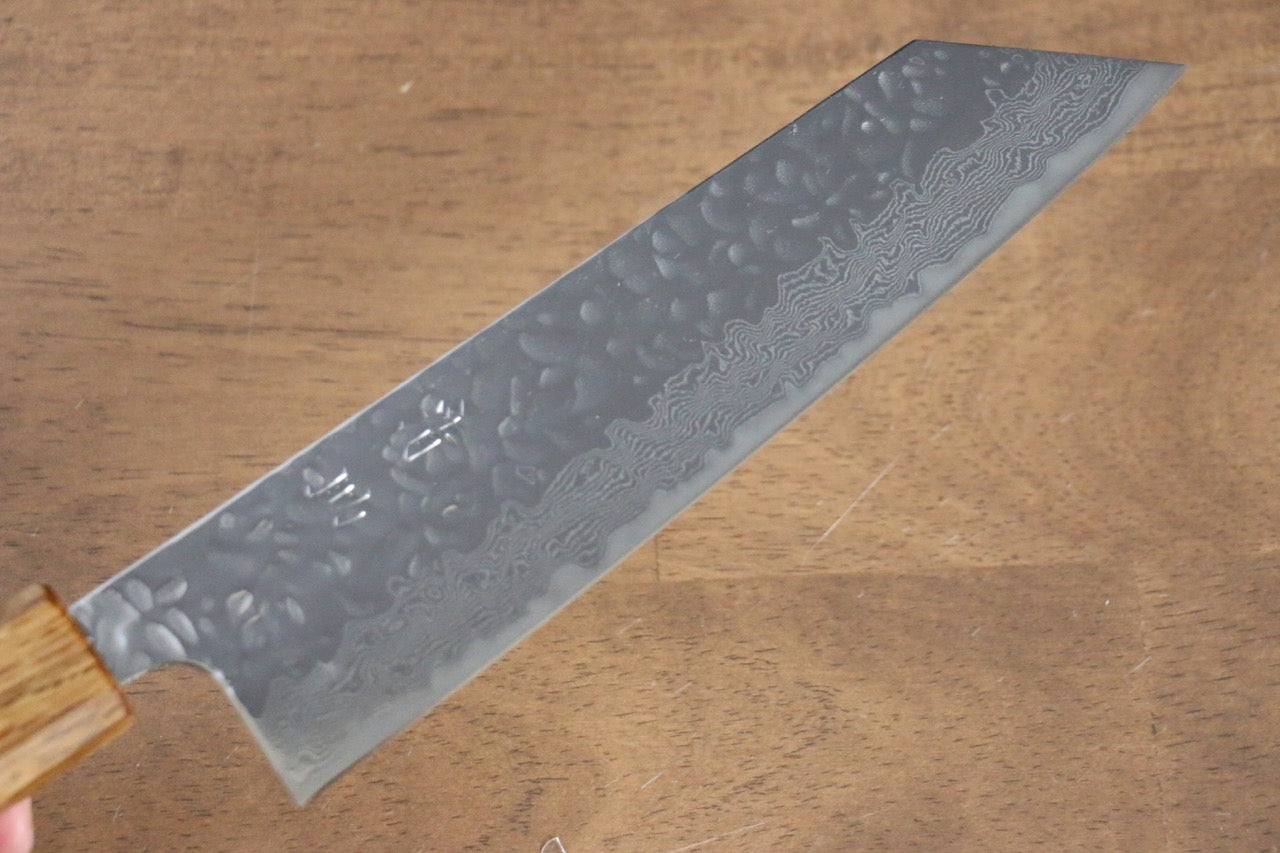 Seisuke Tsukikage AUS10 Migaki Finished Hammered Damascus Bunka 170mm Oak Handle - Japanny - Best Japanese Knife