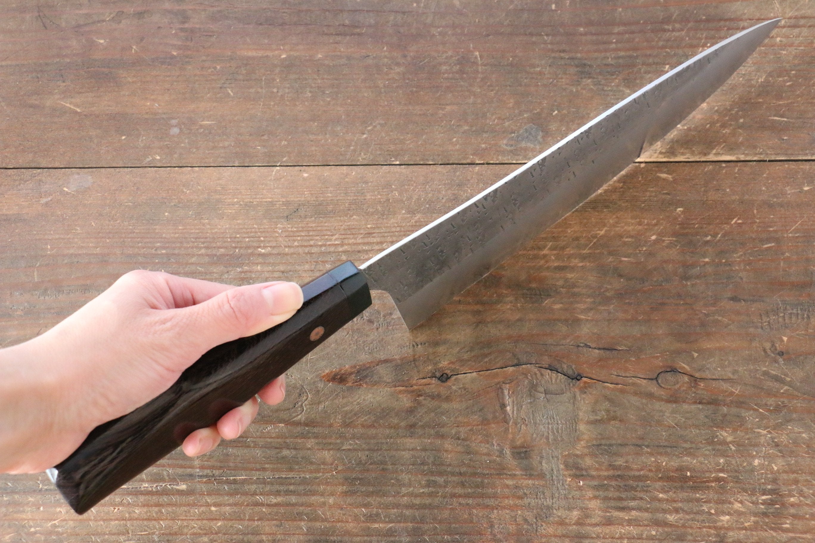 Shungo Ogata SG2 Hammered Gyuto 225mm Wenge Handle - Japanny - Best Japanese Knife