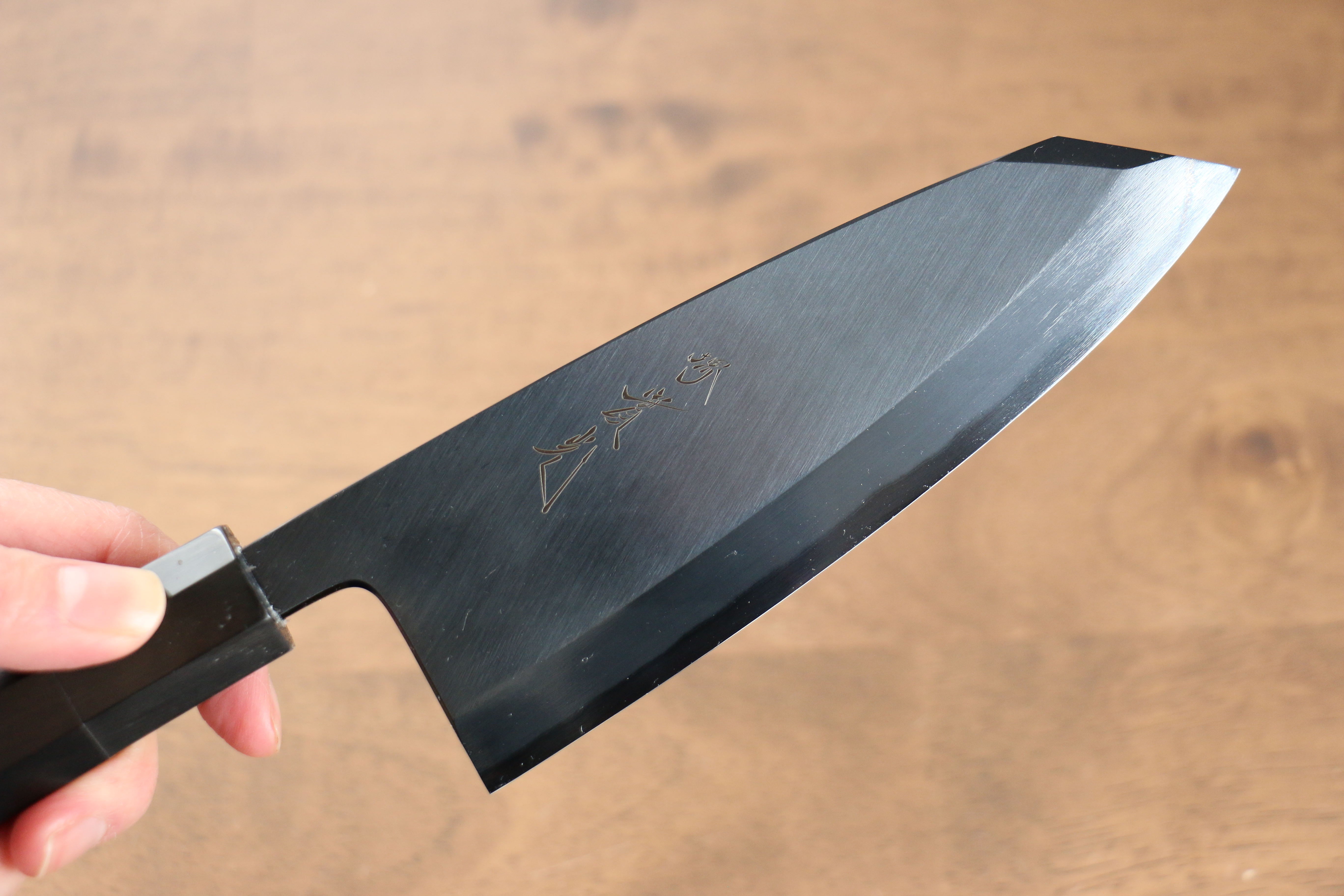 Jikko Ginza White Steel Black dyeing Kiritsuke Deba 150mm Ebony Wood Handle - Japanny - Best Japanese Knife
