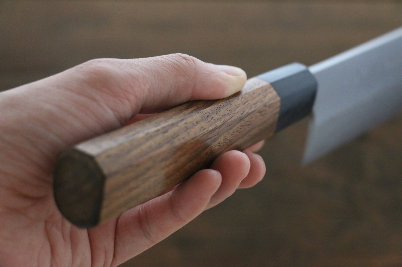 Hideo Kitaoka Blue Steel No.2 Damascus Kakugata Usuba 165mm Shitan Handle - Japanny - Best Japanese Knife