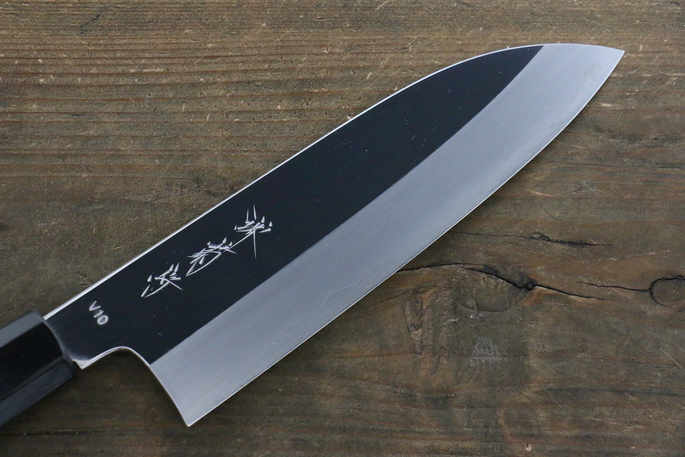 Kikumori VG10 Mirrored Finish Santoku Japanese Chef Knife 180mm with Ebony Handle - Japanny - Best Japanese Knife