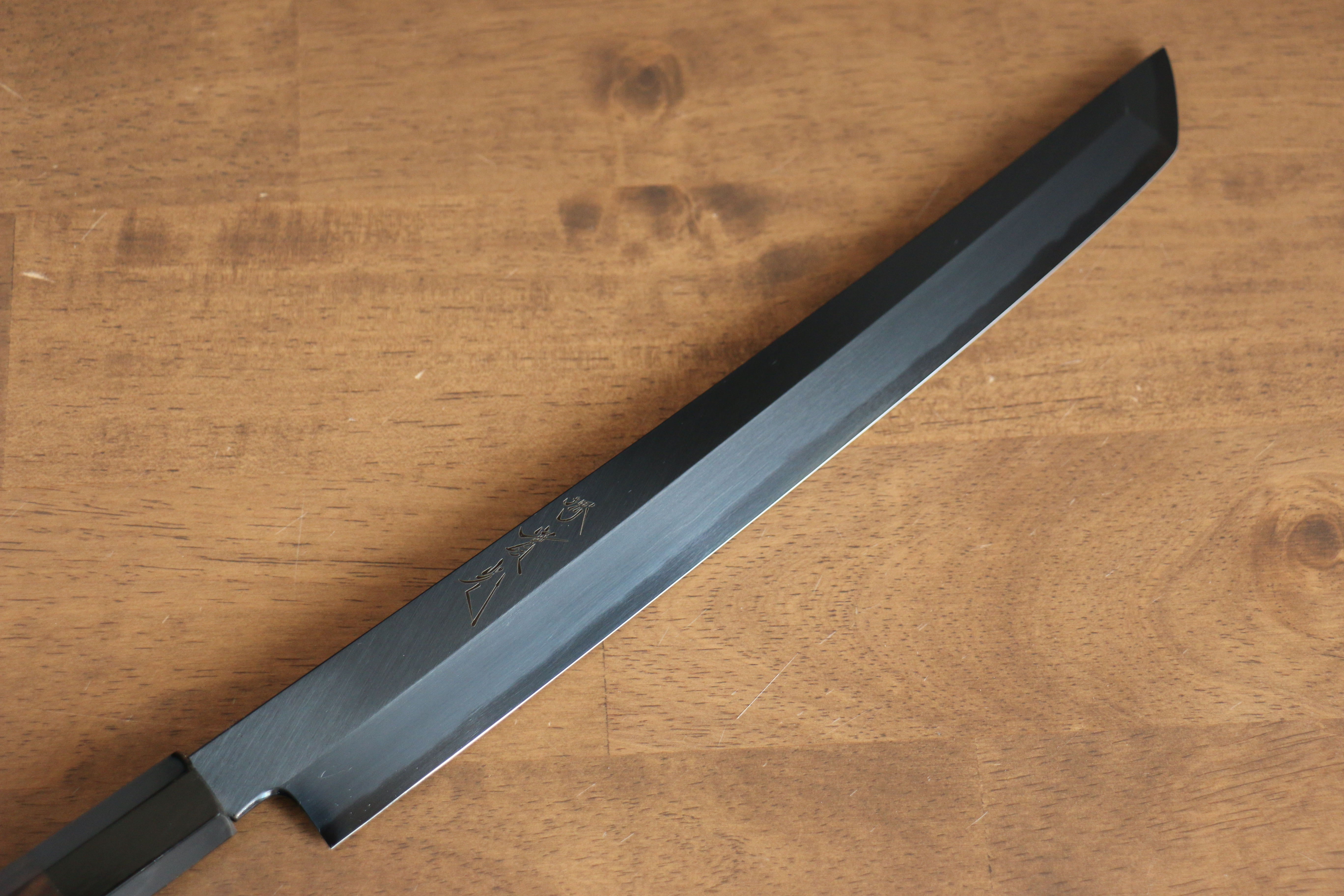 Jikko Ginza White Steel Black dyeing Sakimaru Yanagiba 270mm Ebony Wood Handle - Japanny - Best Japanese Knife