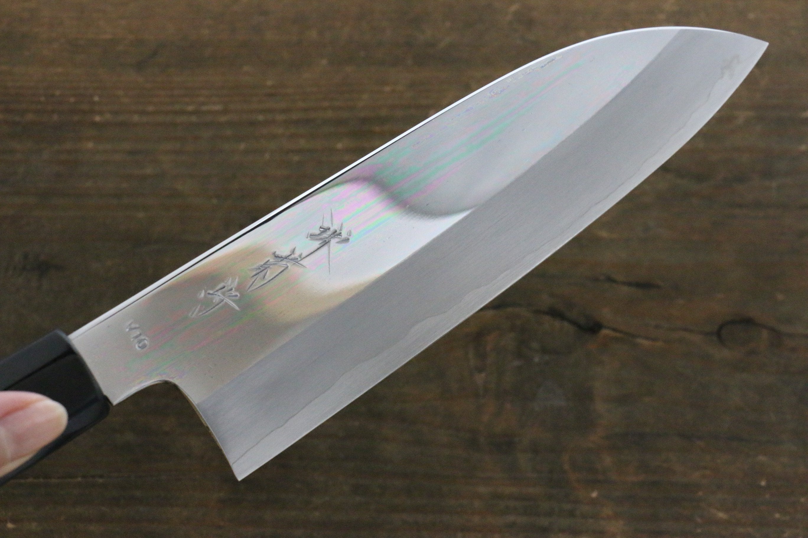 Kikumori VG10 Mirrored Finish Santoku Japanese Chef Knife 180mm with Ebony Handle - Japanny - Best Japanese Knife