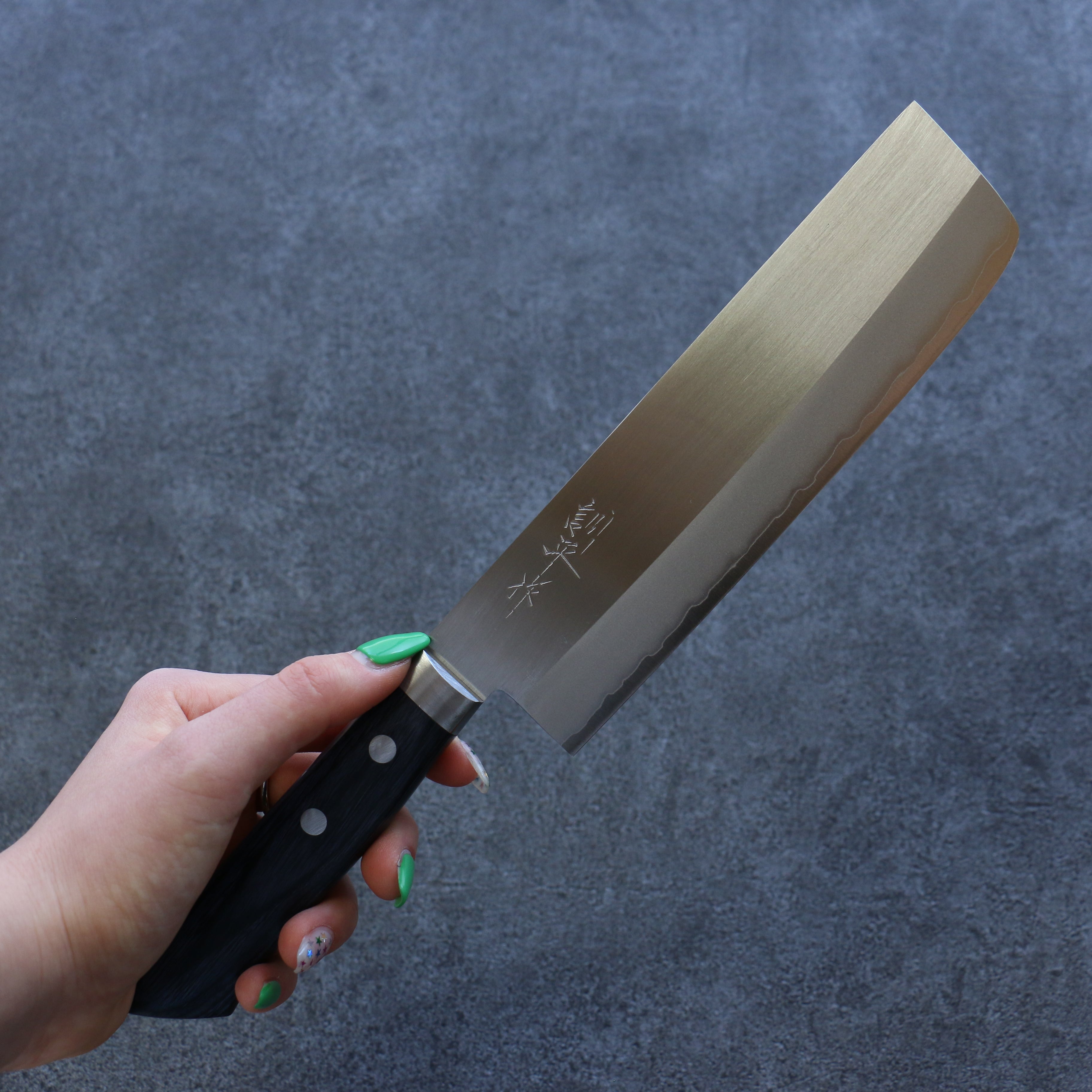 Kunihira VG1 Migaki Finished Usuba 165mm Navy blue Pakka wood Handle - Japanny - Best Japanese Knife