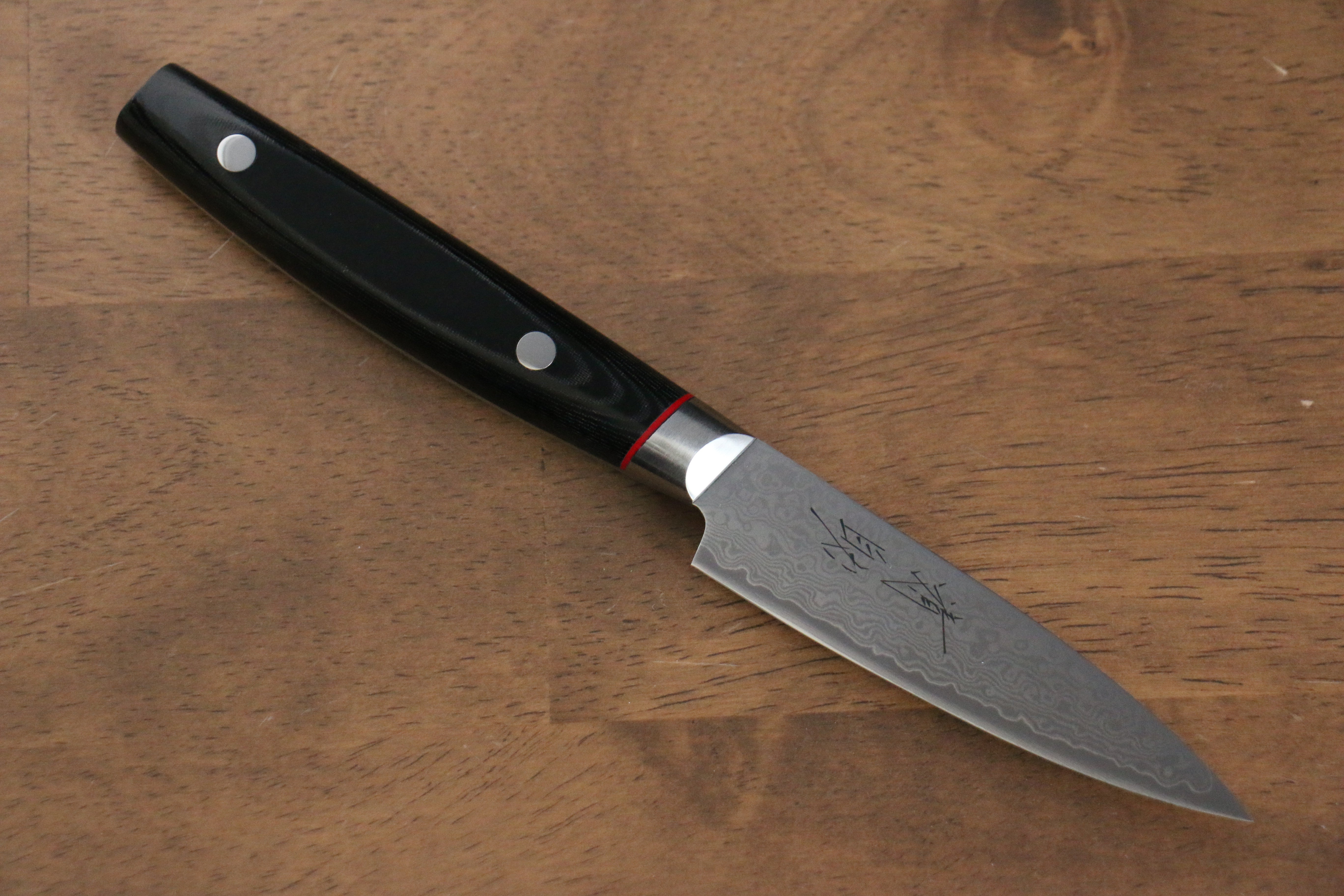 Seisuke Saiun VG10 Damascus Paring 90mm Black Micarta Handle - Japanny - Best Japanese Knife