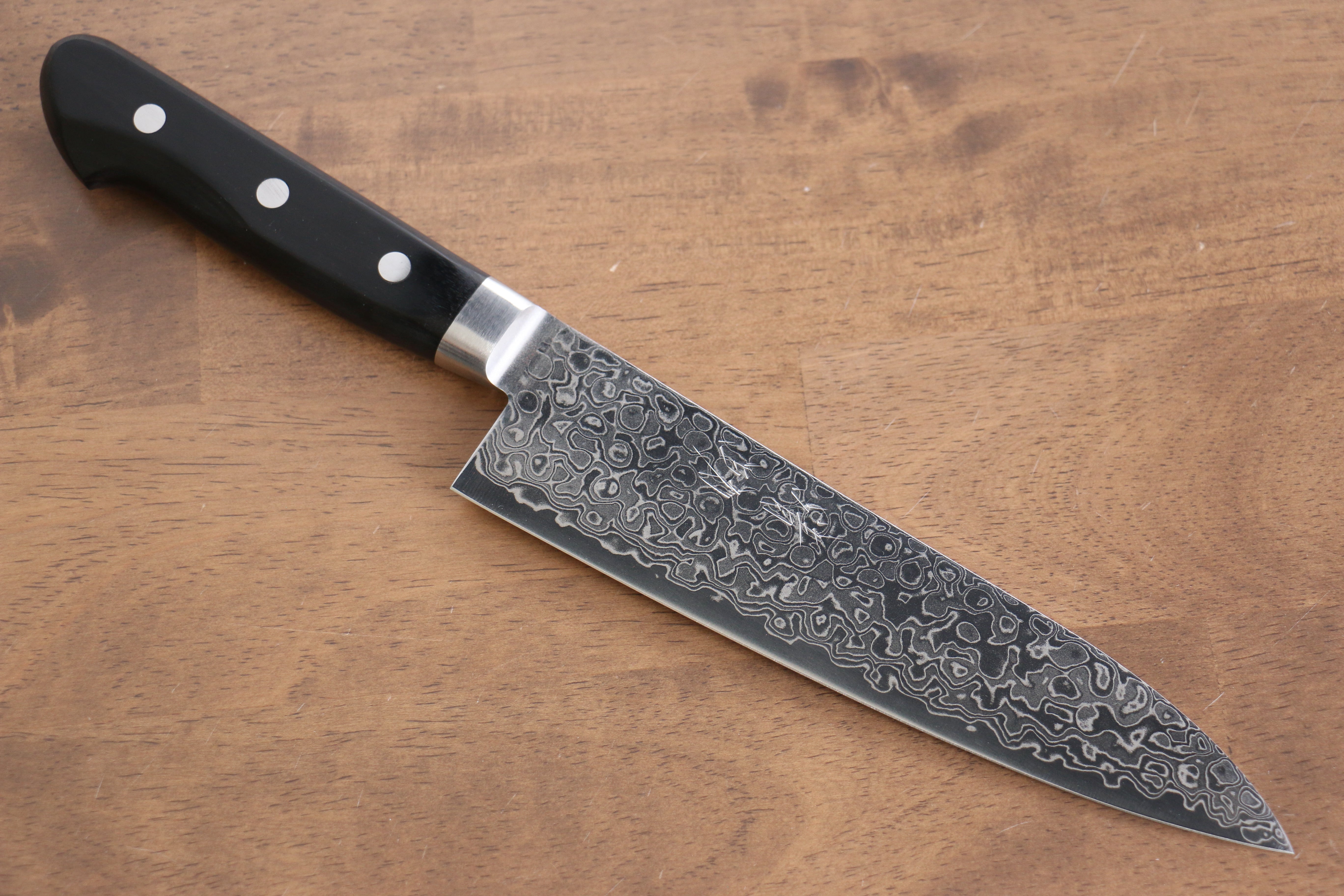 Seisuke AUS10 45 Layer Mirrored Finish Damascus Gyuto 180mm Black Pakka wood Handle - Japanny - Best Japanese Knife