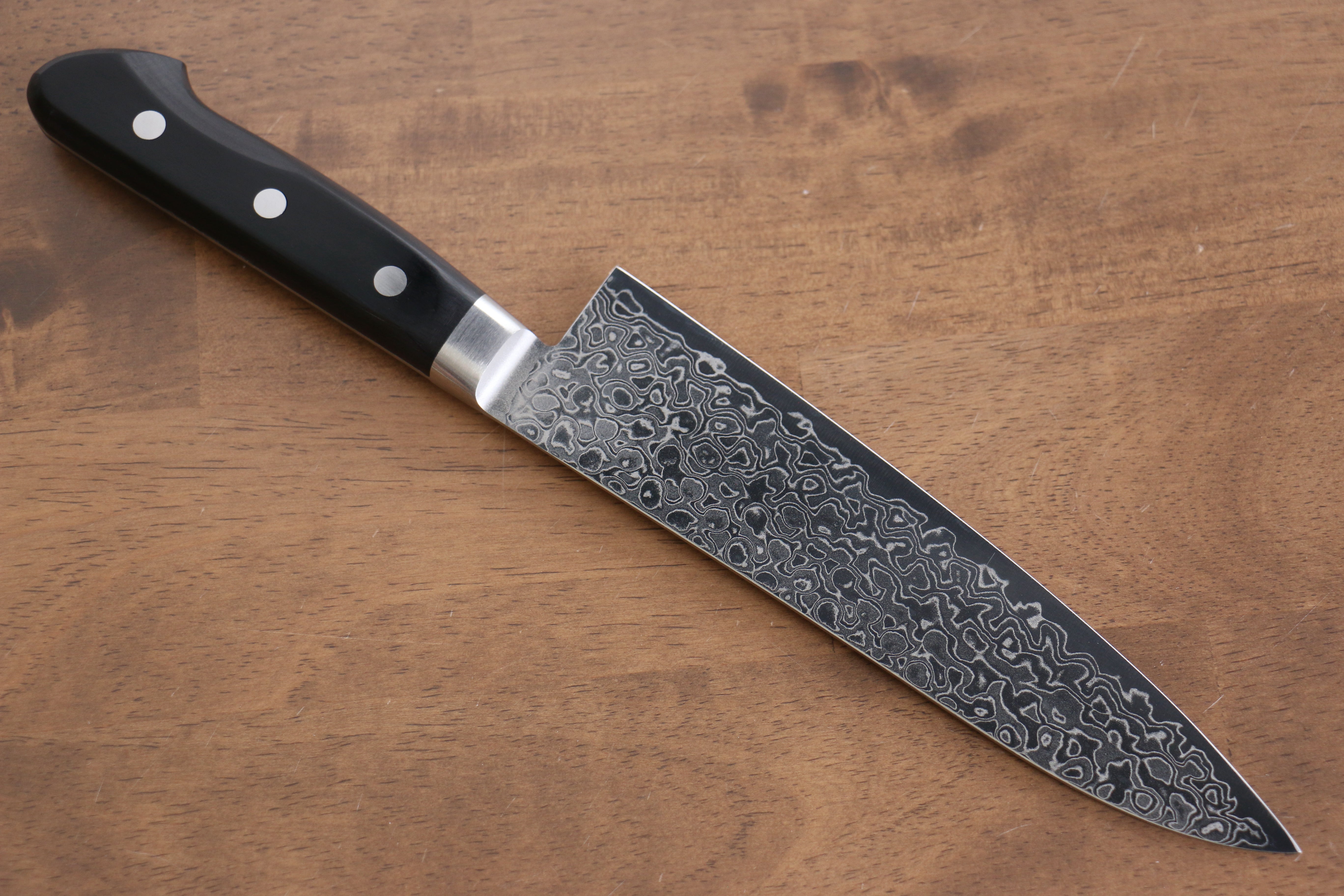 Seisuke AUS10 45 Layer Mirrored Finish Damascus Gyuto 180mm Black Pakka wood Handle - Japanny - Best Japanese Knife
