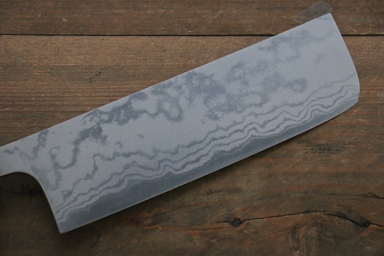 Shungo Ogata White Steel No.2 Damascus Migaki Finished Nakiri 165mm Shitan Handle - Japanny - Best Japanese Knife