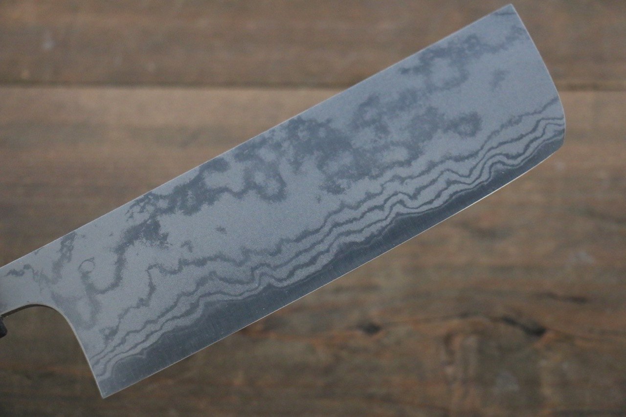 Shungo Ogata White Steel No.2 Damascus Migaki Finished Nakiri 165mm Shitan Handle - Japanny - Best Japanese Knife
