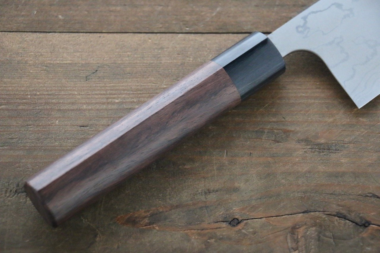 Shungo Ogata White Steel No.2 Damascus Migaki Finished Gyuto 240mm Shitan Handle - Japanny - Best Japanese Knife