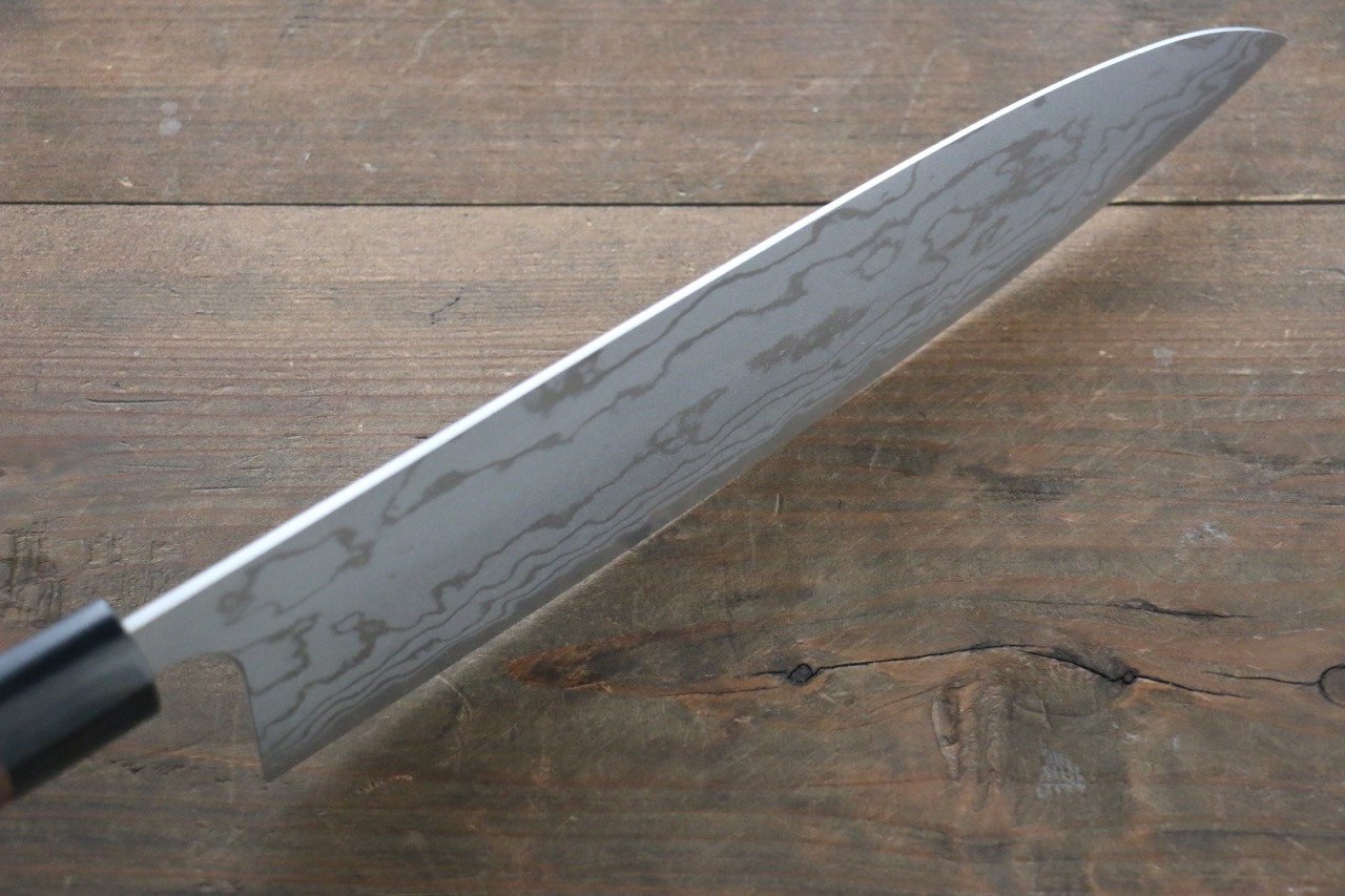 Shungo Ogata White Steel No.2 Damascus Migaki Finished Gyuto 240mm Shitan Handle - Japanny - Best Japanese Knife